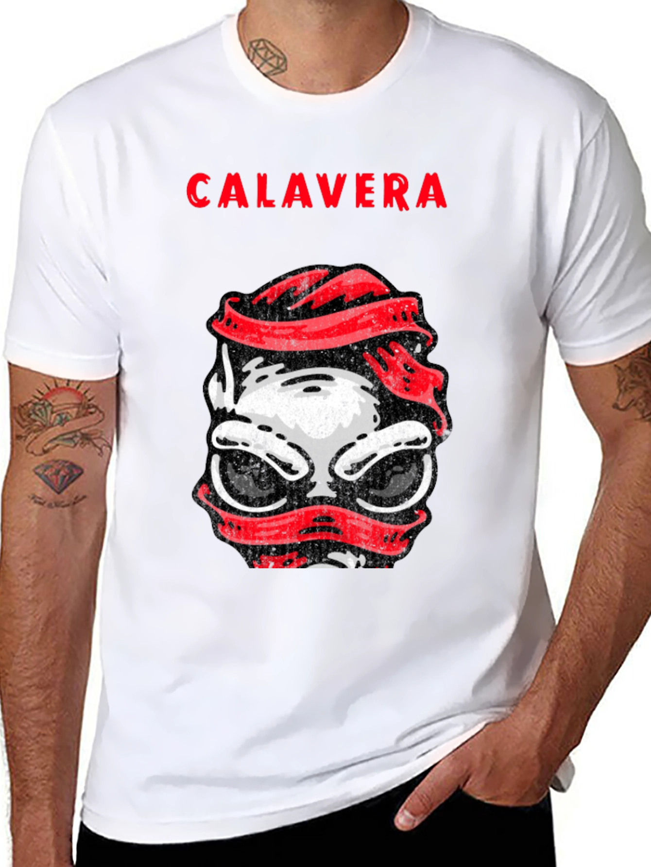 Calavera Graphic Tee - Skull Headband T-Shirt