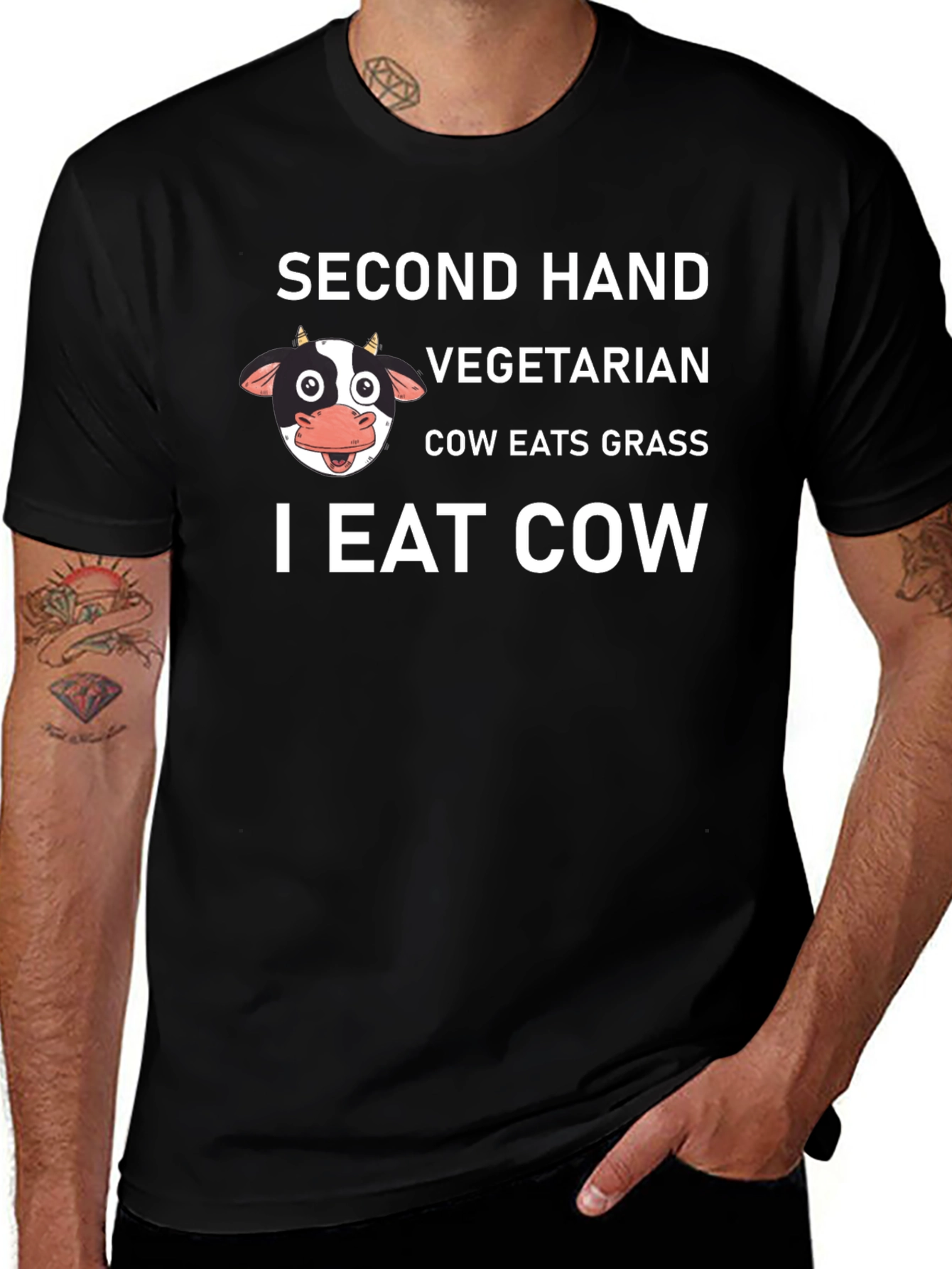 Second Hand Vegetarian I Eat Cow Graphic T-Shirt