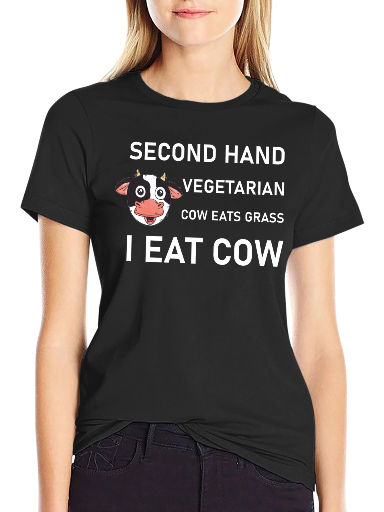 Second Hand Vegetarian I Eat Cow Graphic T-Shirt
