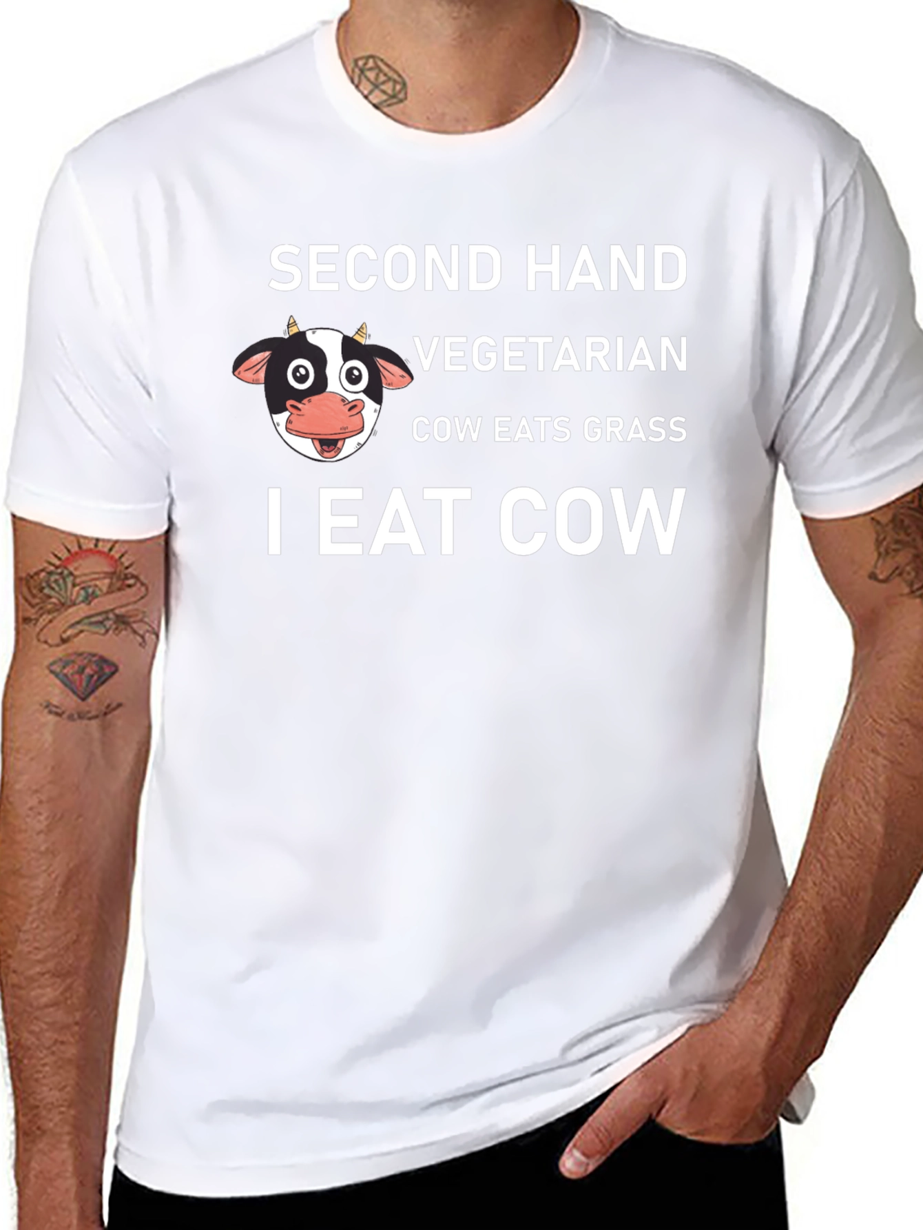 Second Hand Vegetarian I Eat Cow Graphic T-Shirt