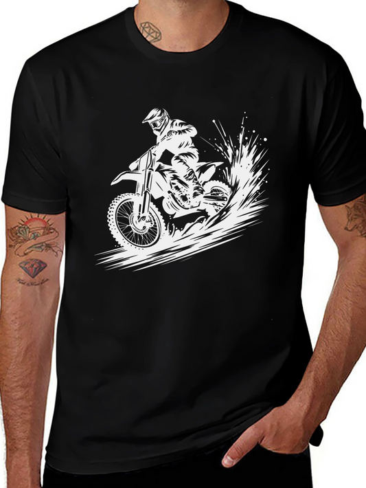 Dirt Bike Rider Graphic Tee - Black Cotton T-Shirt