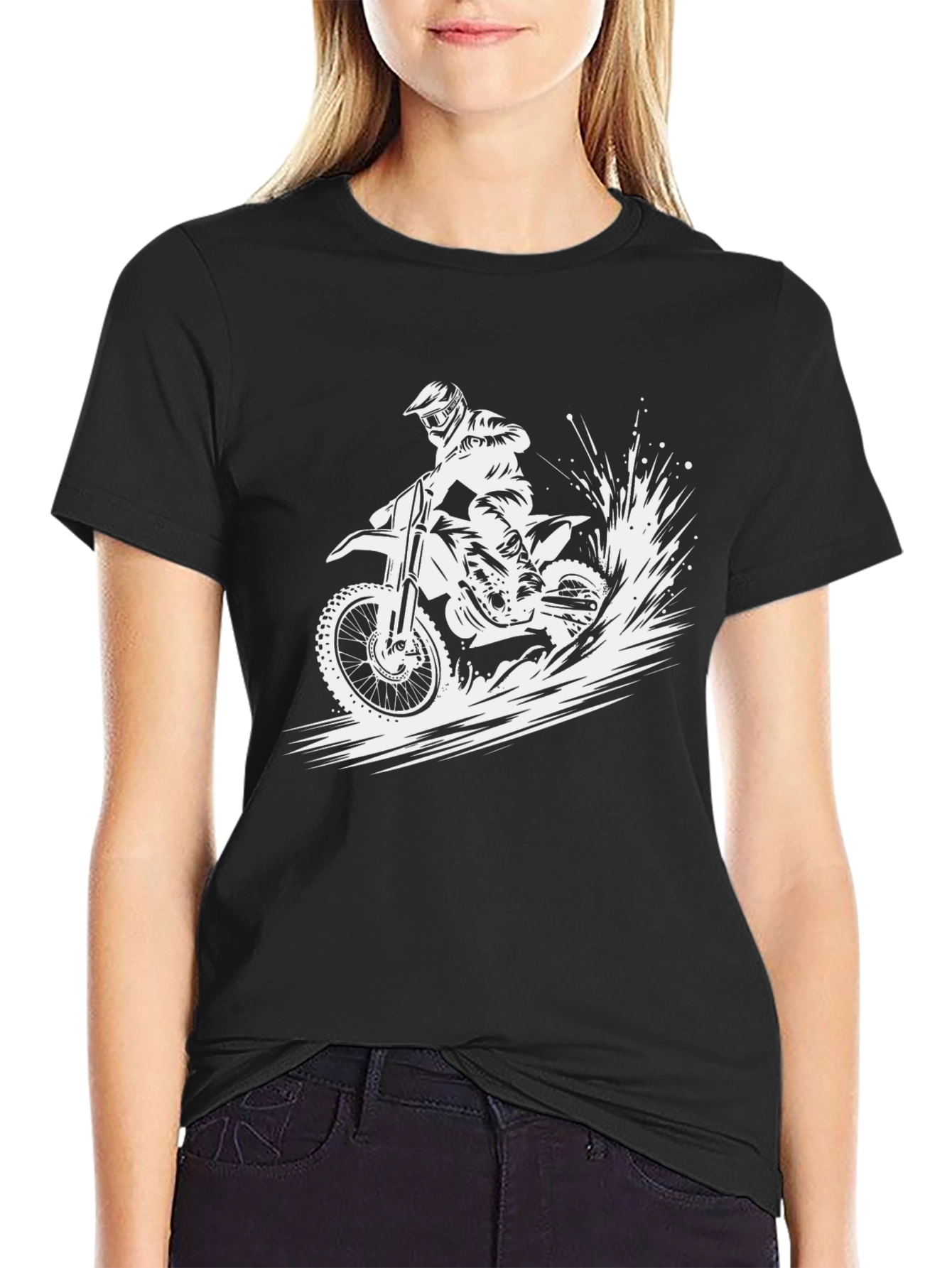 Dirt Bike Rider Graphic Tee - Black Cotton T-Shirt