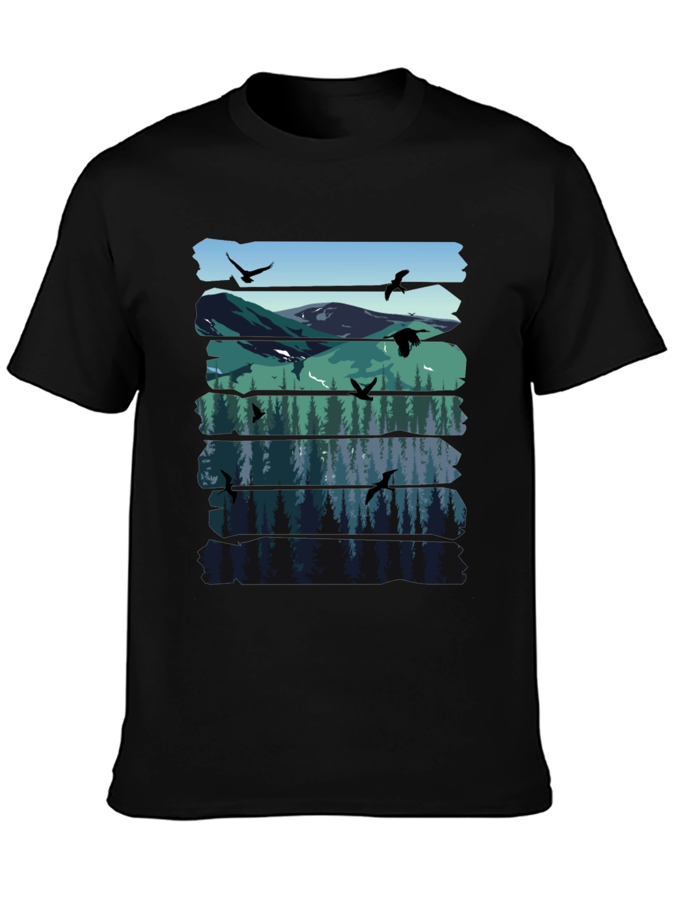Nature Graphic Tee - Mountain & Forest Design