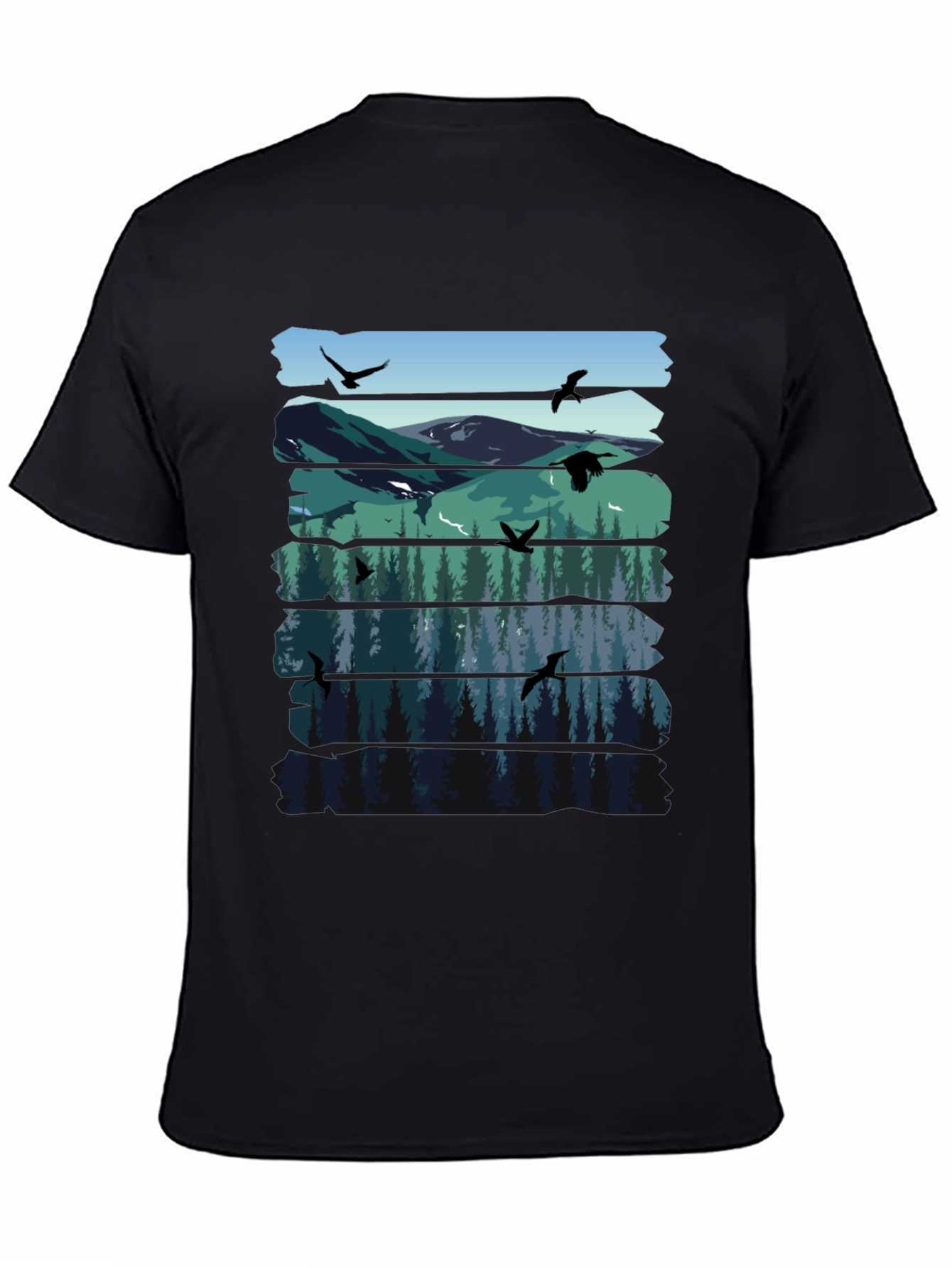 Nature Graphic Tee - Mountain & Forest Design
