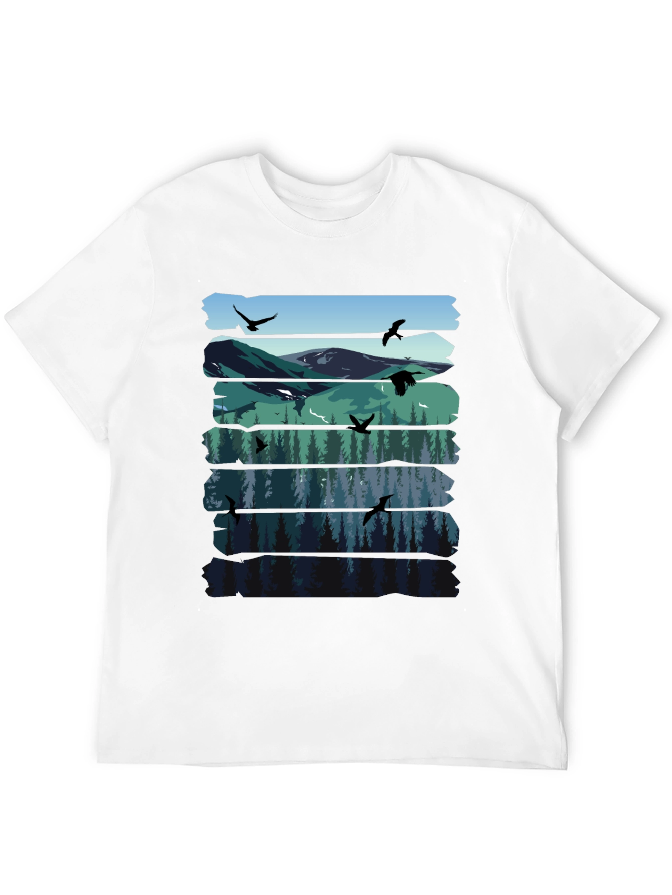 Nature Graphic Tee - Mountain & Forest Design