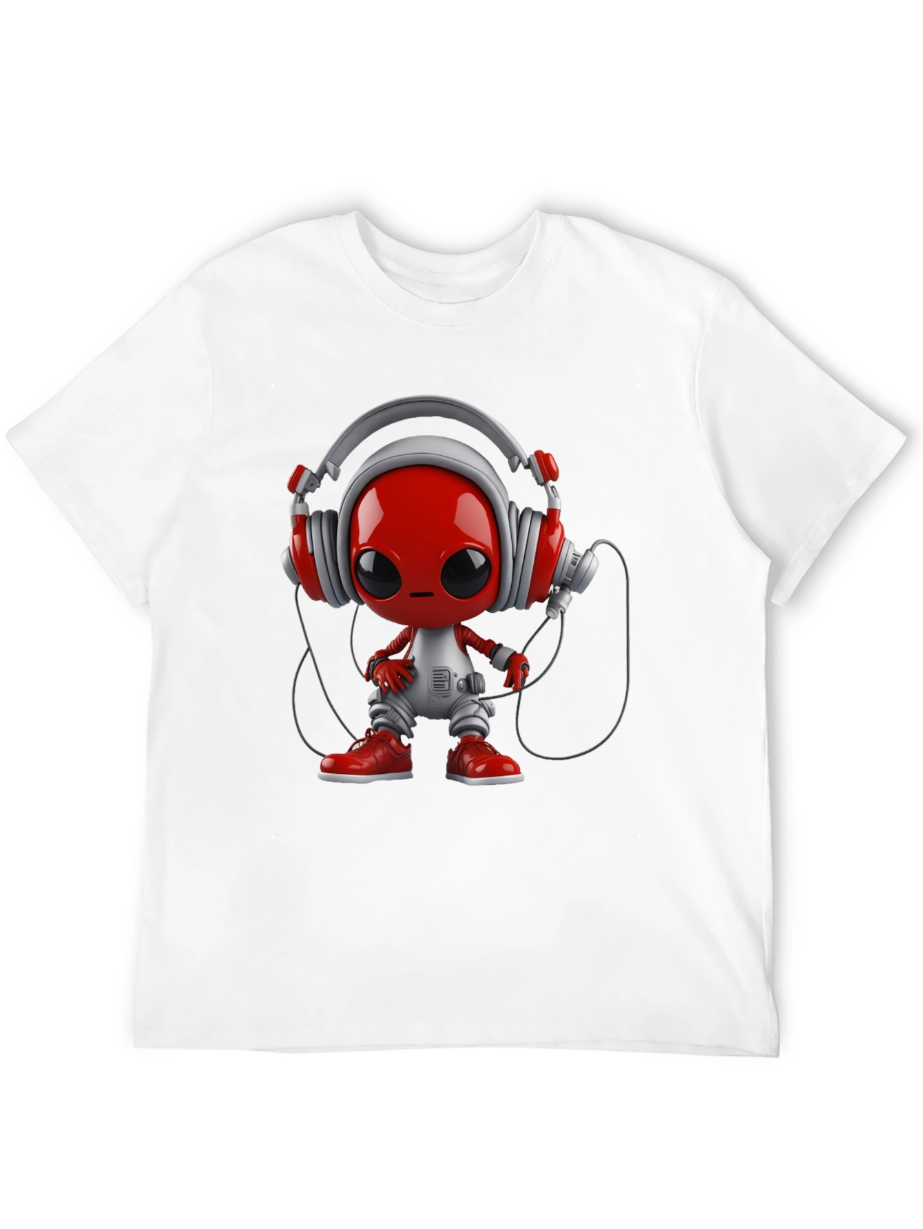 Stylish Black T-Shirt with Alien DJ Graphic