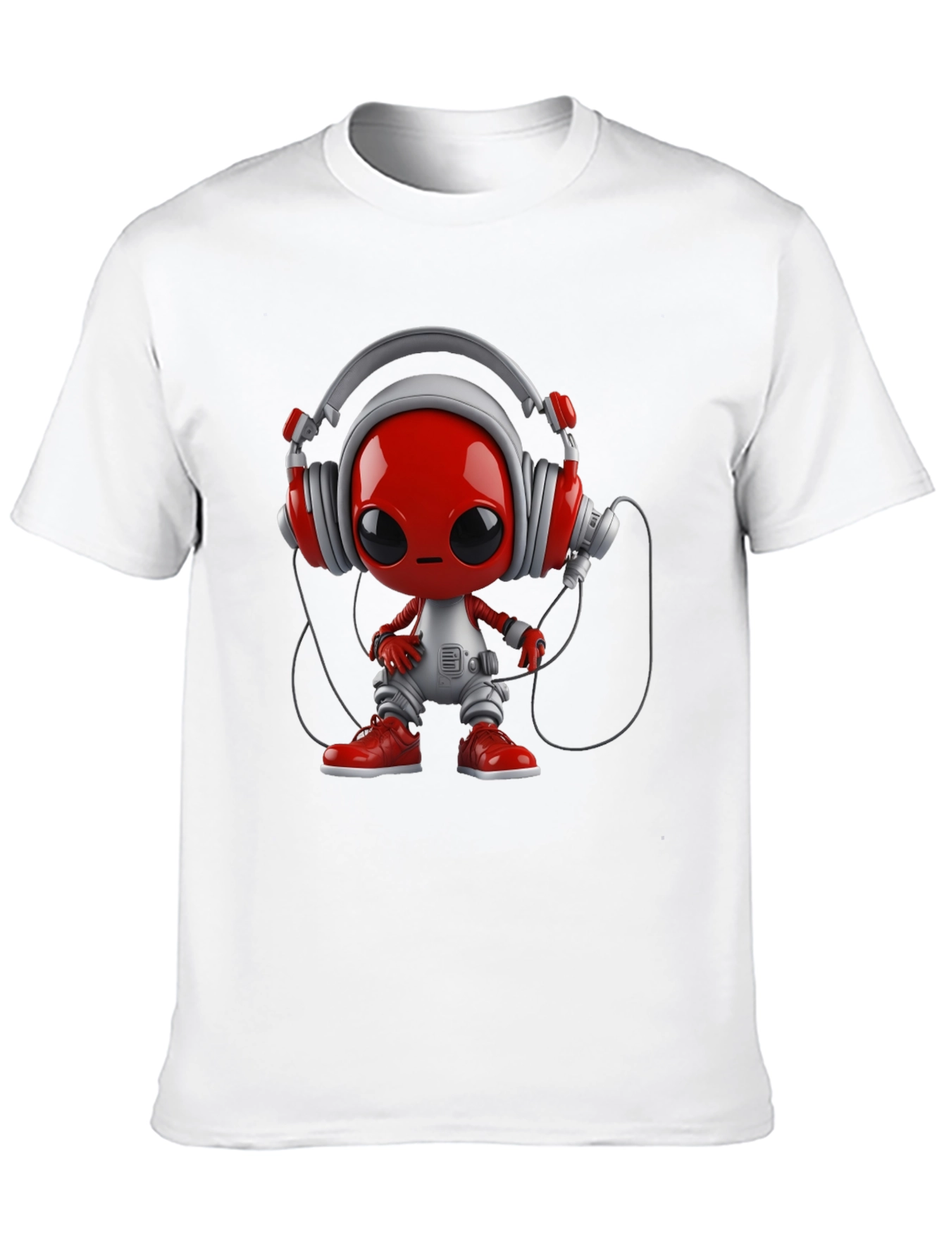Stylish Black T-Shirt with Alien DJ Graphic