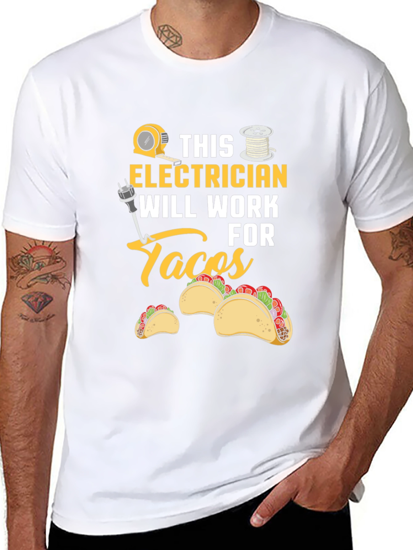Electrician Will Work For Tacos Graphic Tee