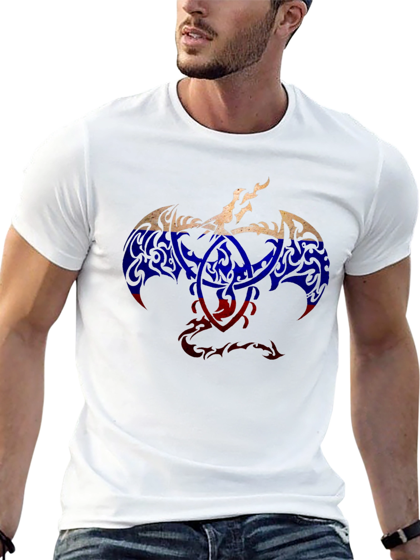 Tribal Dragon Russian Flag T-Shirt