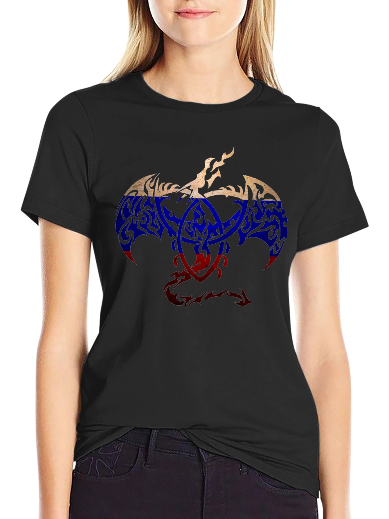 Tribal Dragon Russian Flag T-Shirt