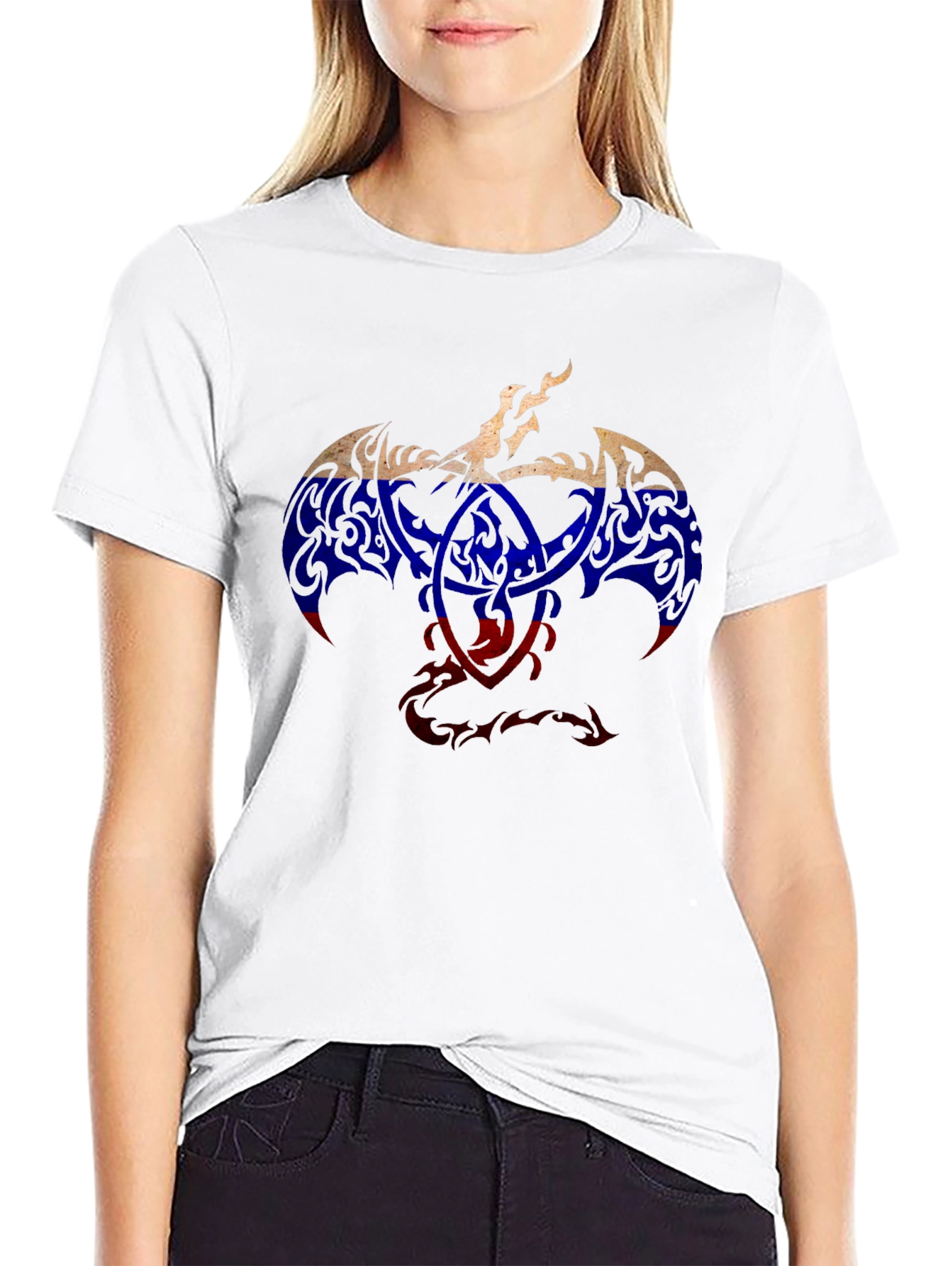 Tribal Dragon Russian Flag T-Shirt