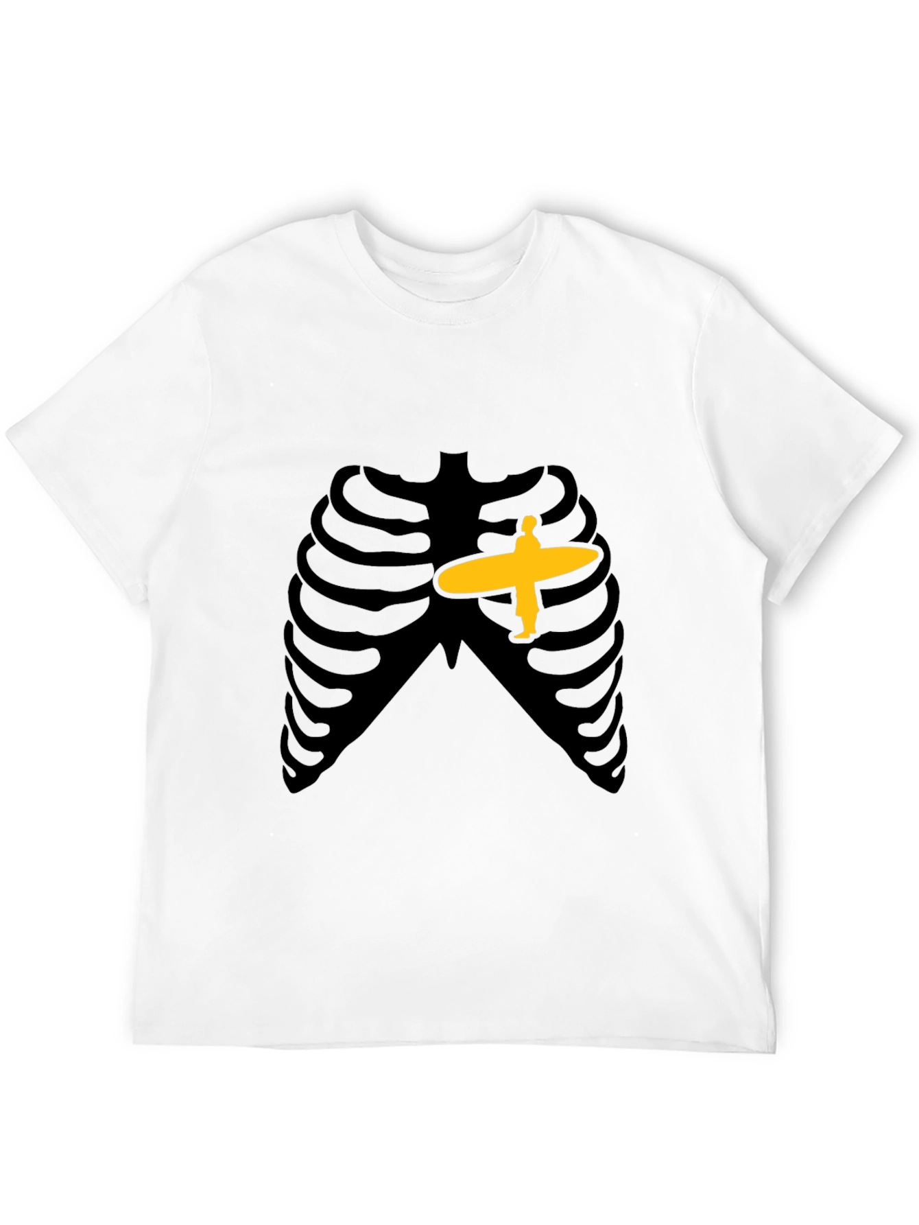 Skeleton Ribcage Surfer Graphic T-Shirt