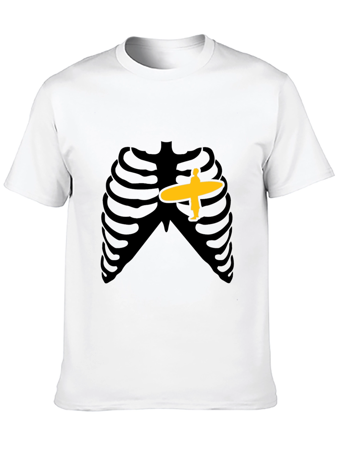 Skeleton Ribcage Surfer Graphic T-Shirt