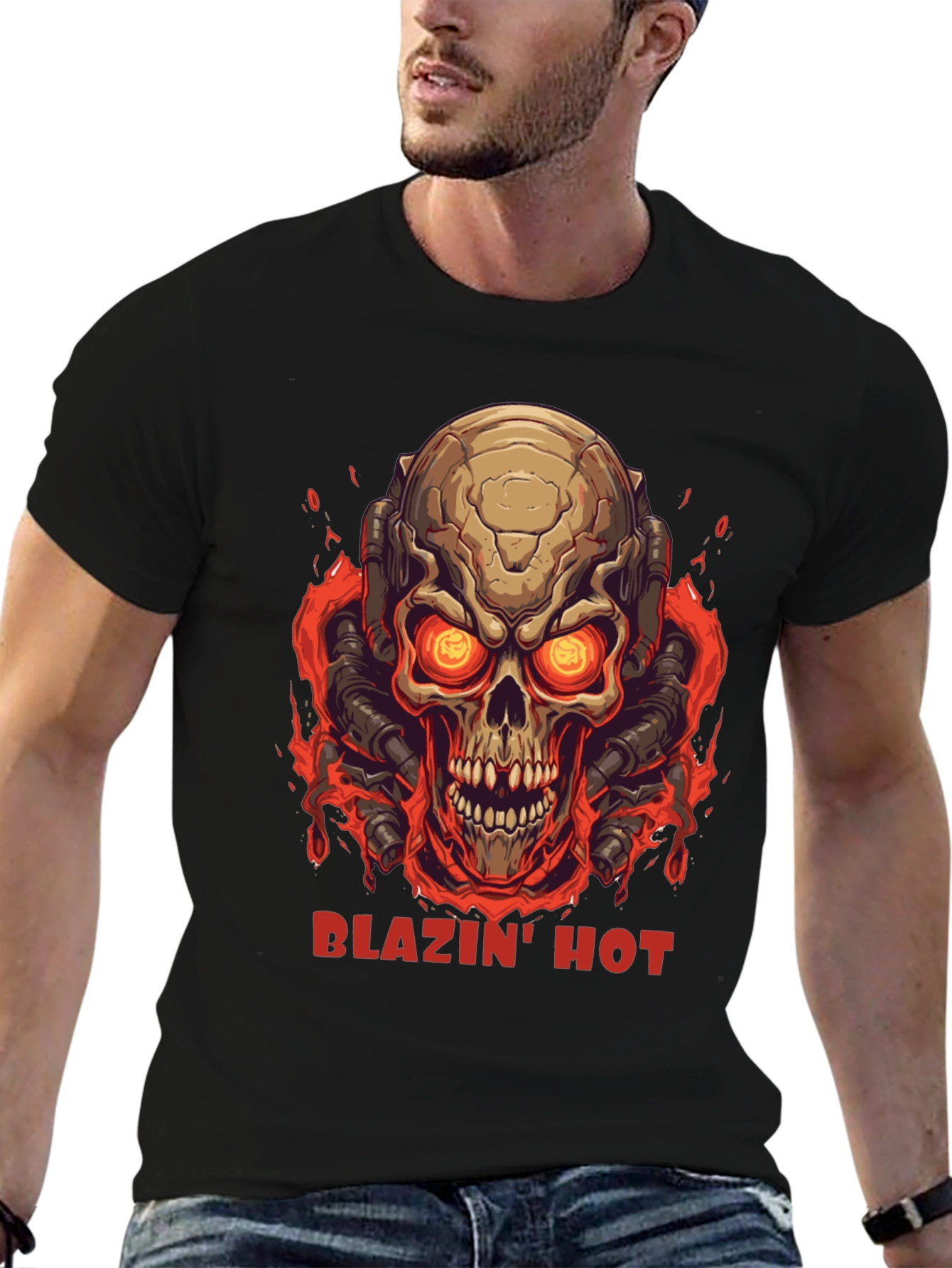 Blazin Hot Skull Graphic T-Shirt