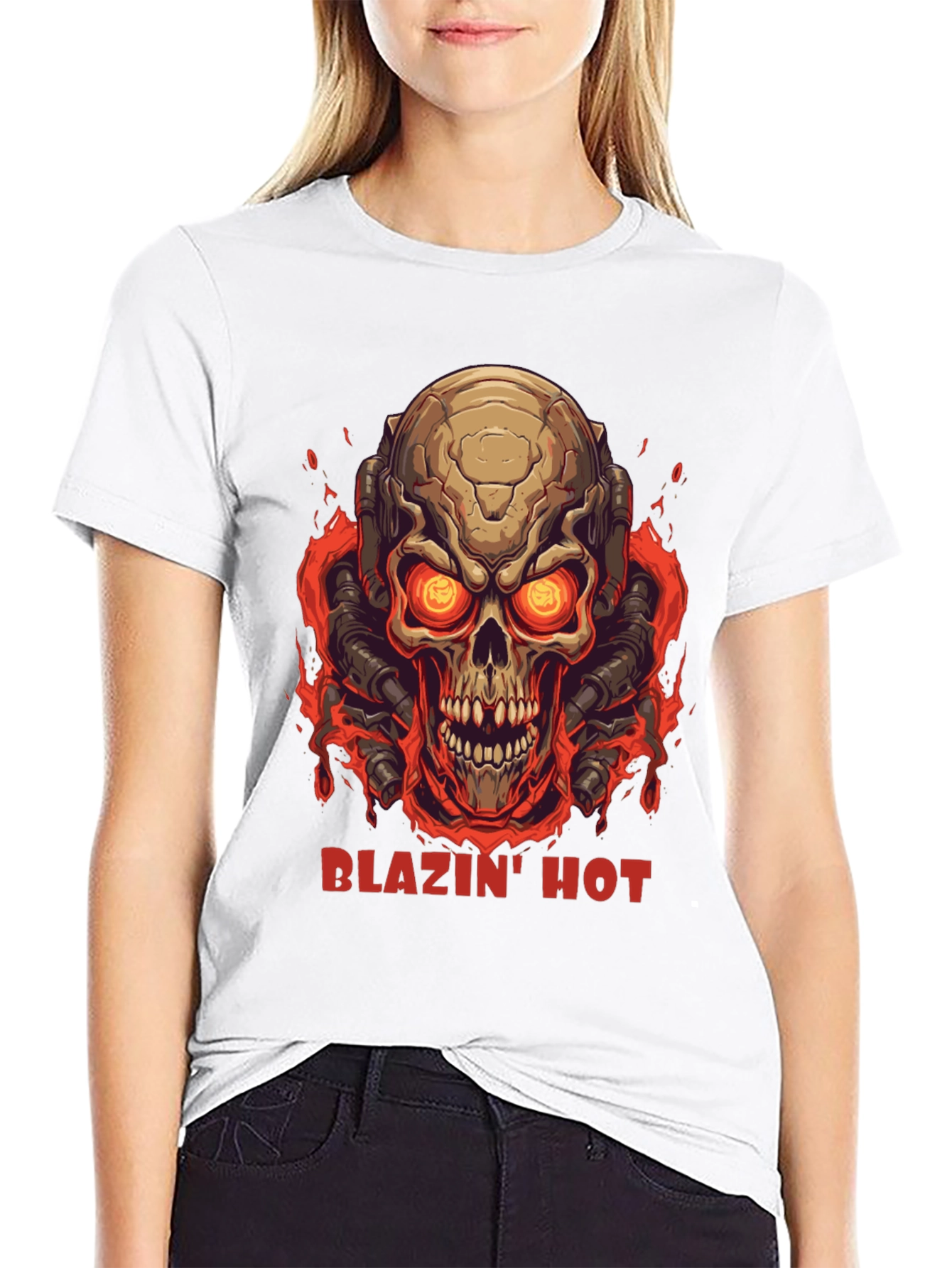 Blazin Hot Skull Graphic T-Shirt