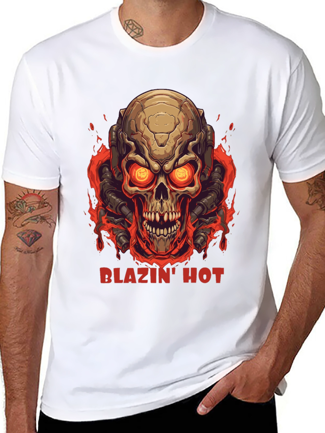 Blazin Hot Skull Graphic T-Shirt