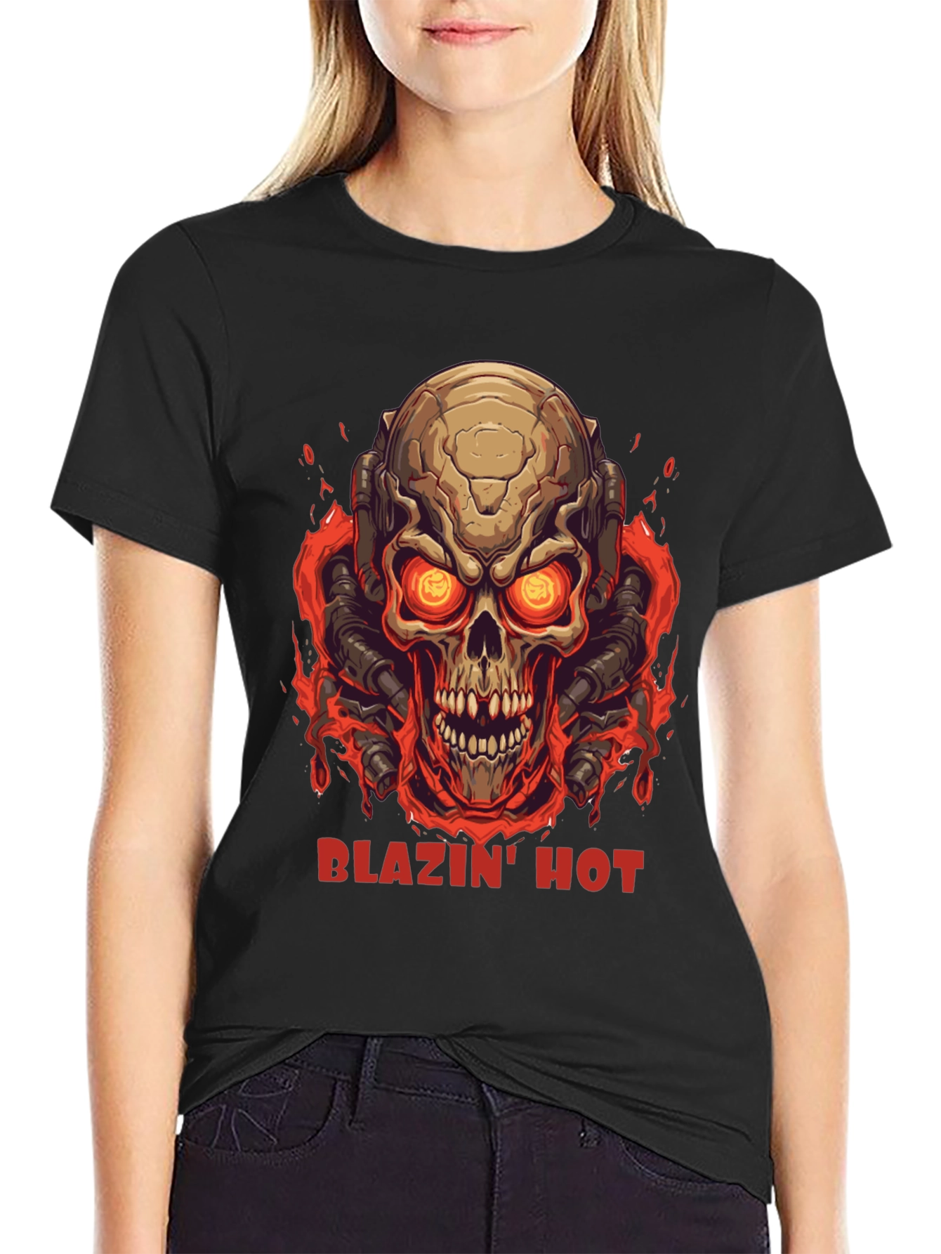 Blazin Hot Skull Graphic T-Shirt