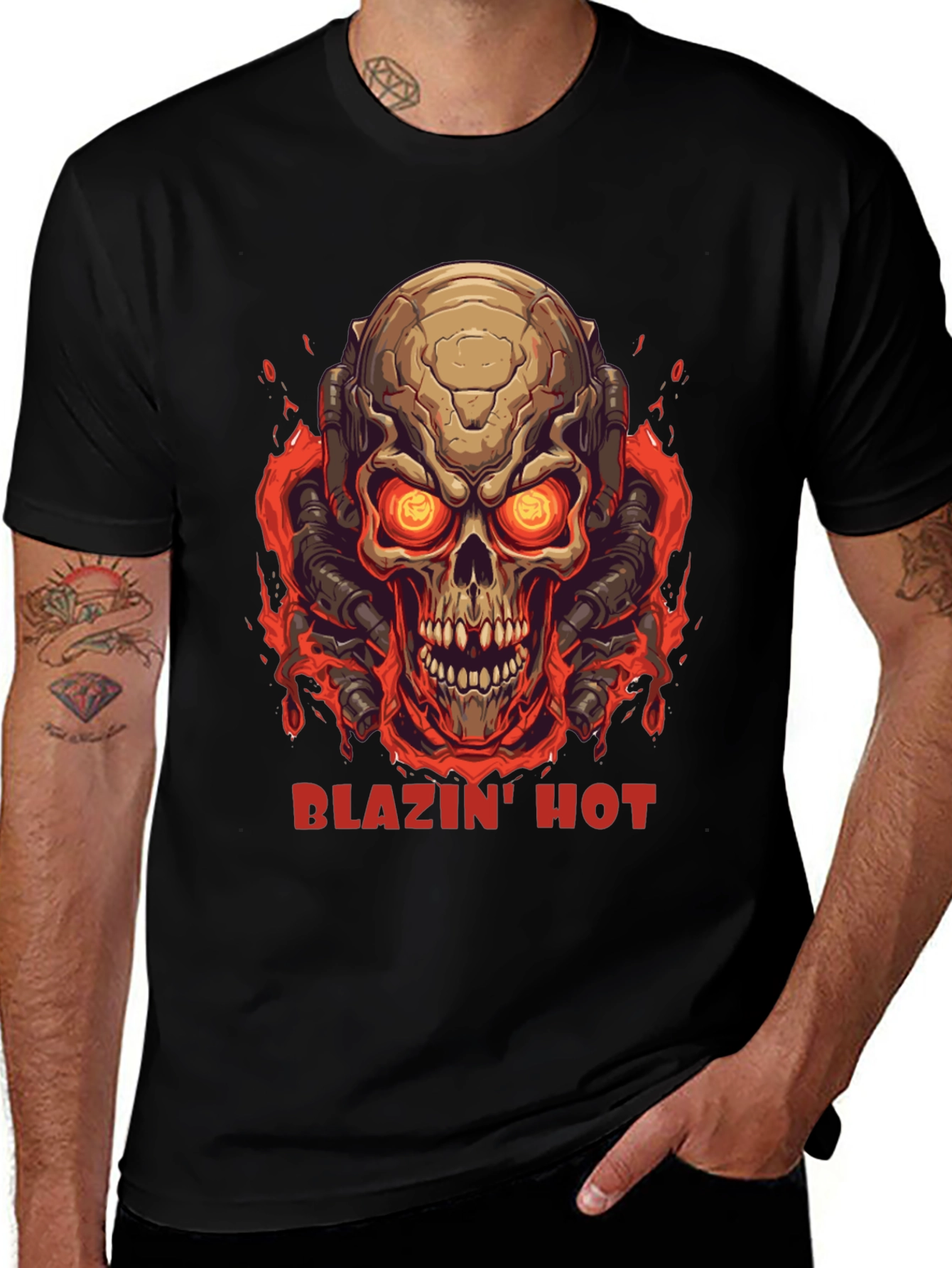 Blazin Hot Skull Graphic T-Shirt