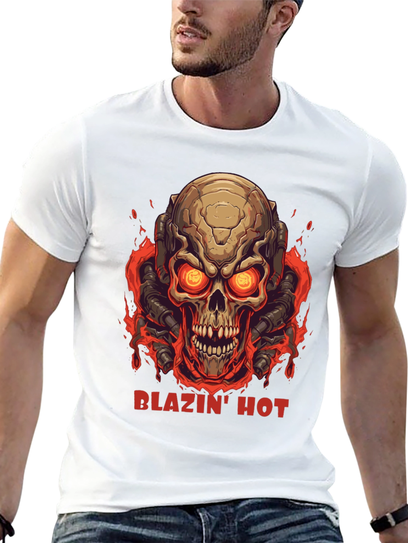 Blazin Hot Skull Graphic T-Shirt