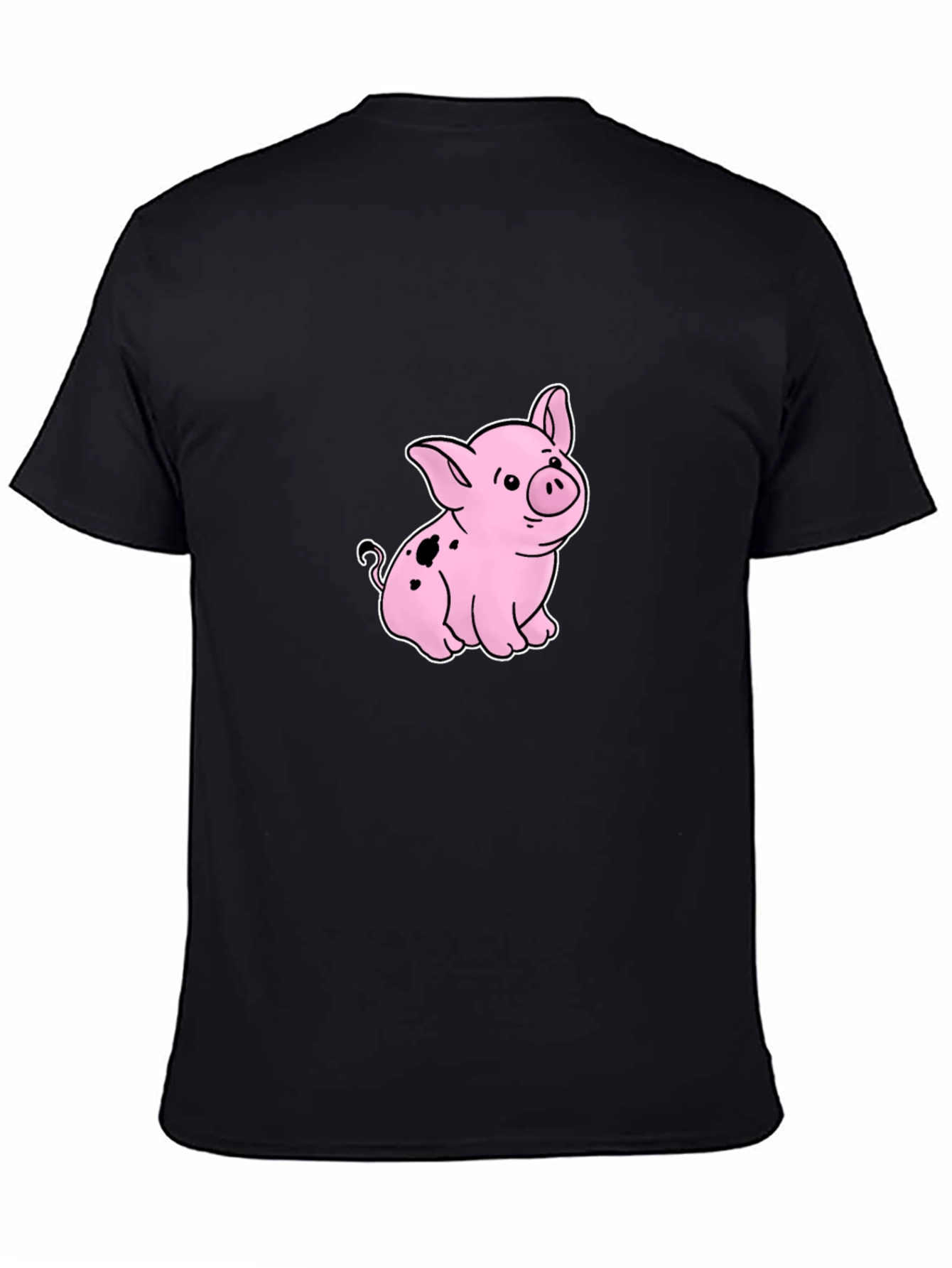 Cute Piglet Graphic Black T-Shirt