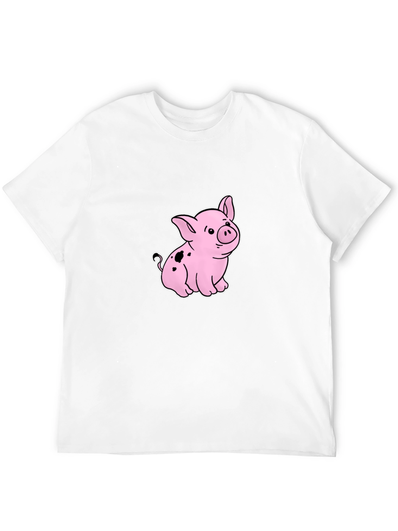 Cute Piglet Graphic Black T-Shirt
