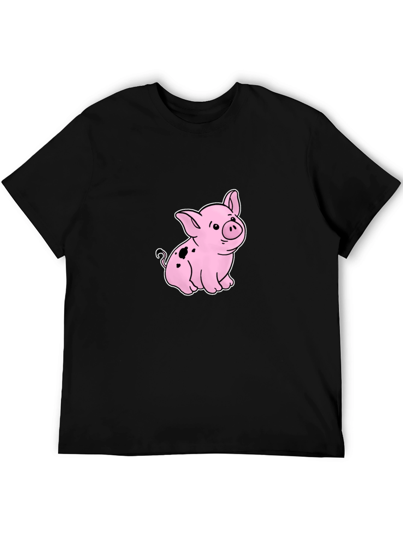 Cute Piglet Graphic Black T-Shirt