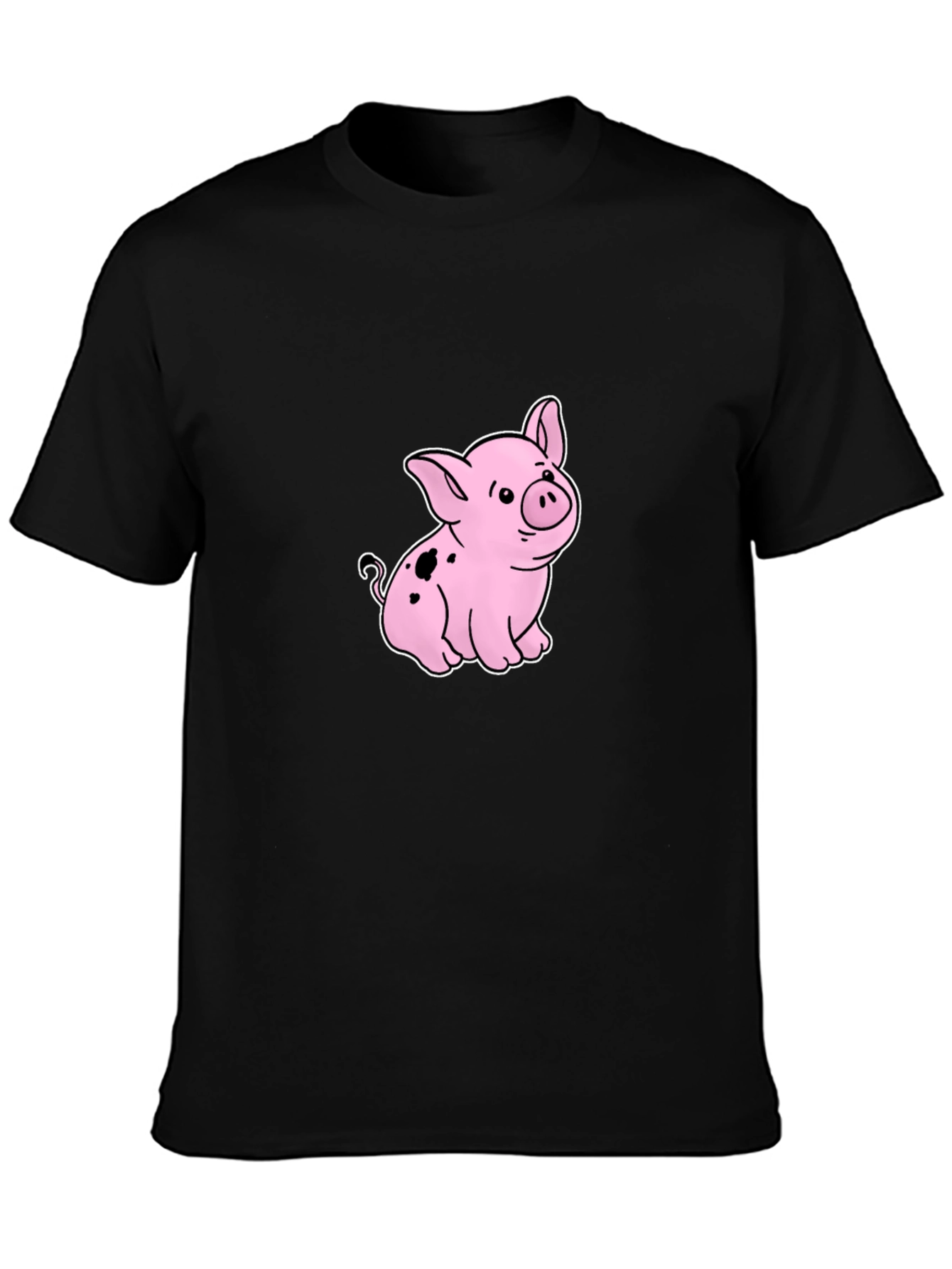 Cute Piglet Graphic Black T-Shirt