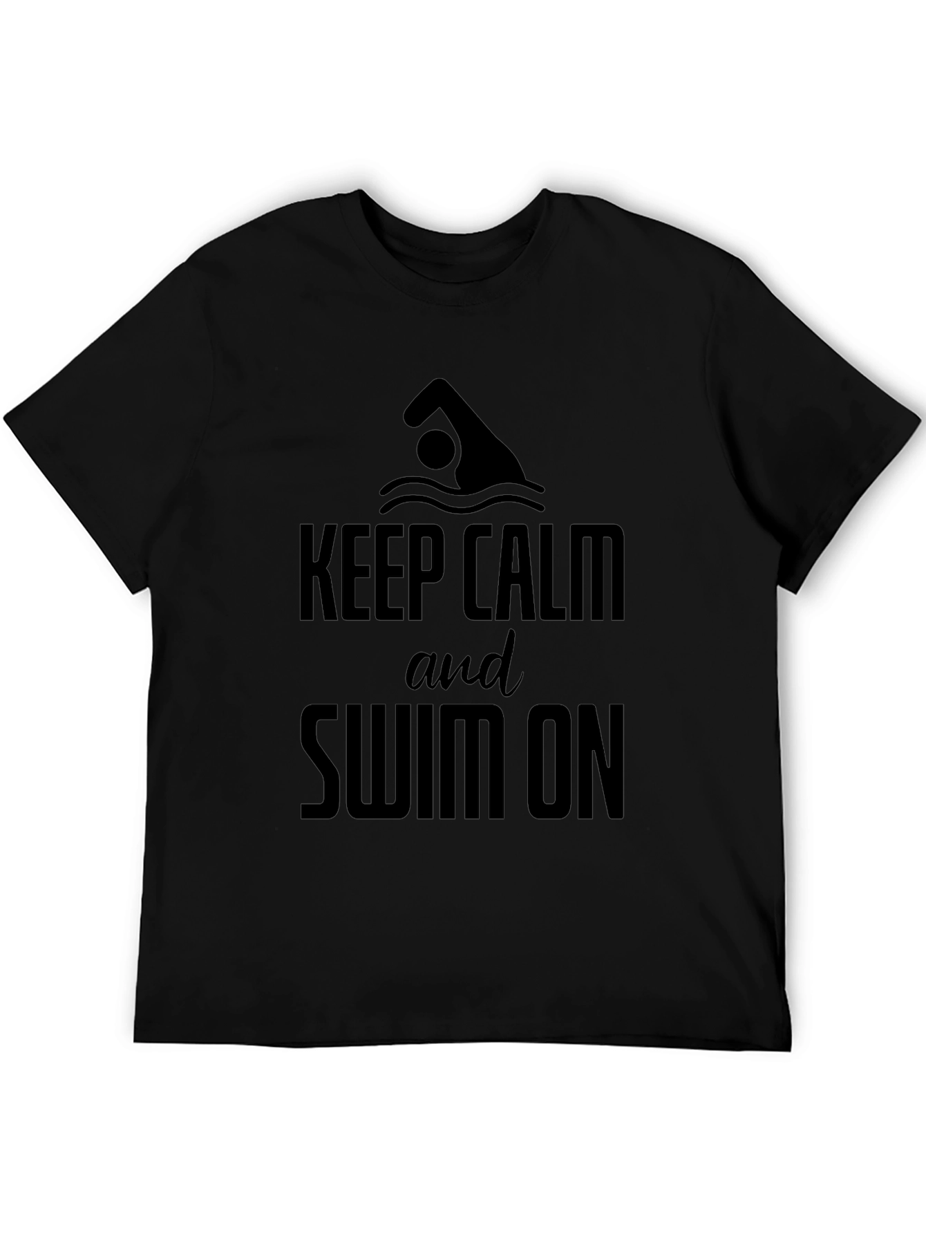 Keep Calm and Swim On T-Shirt - Black