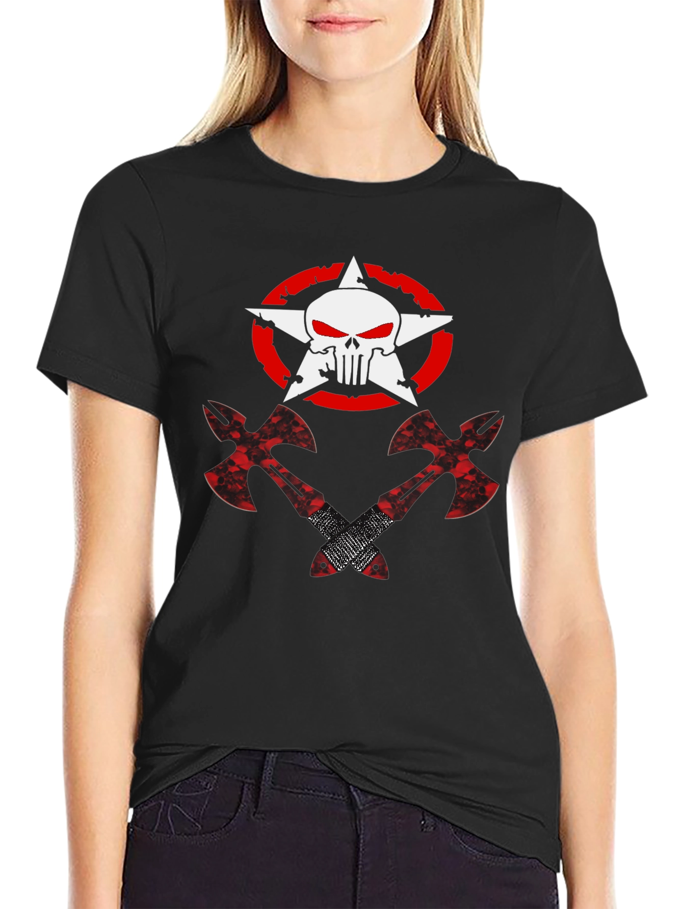 Punisher Star Axe Graphic T-Shirt - Black