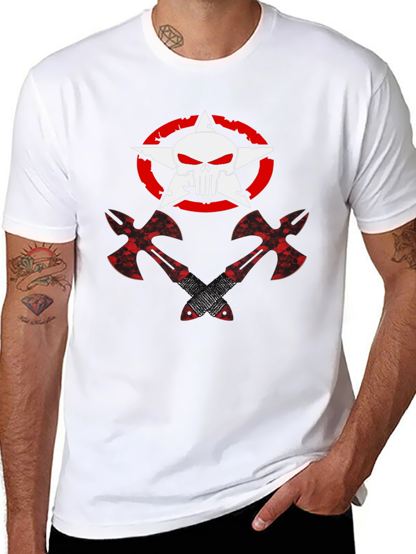 Punisher Star Axe Graphic T-Shirt - Black