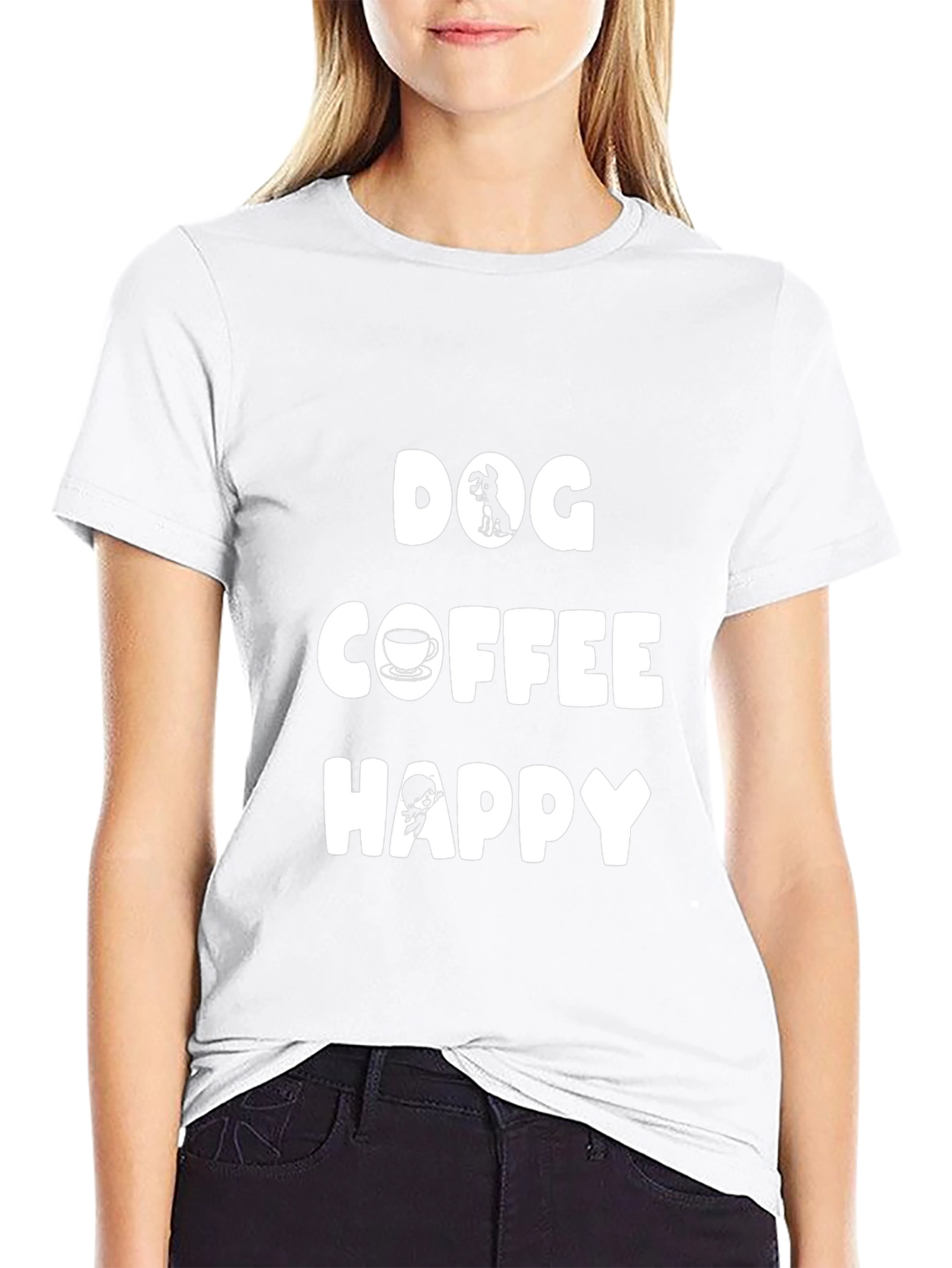Dog Coffee Happy Graphic Tee - Unisex Black T-Shirt