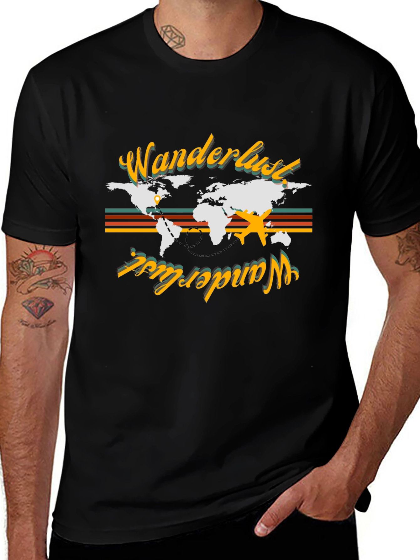 Wanderlust World Map Graphic Tee