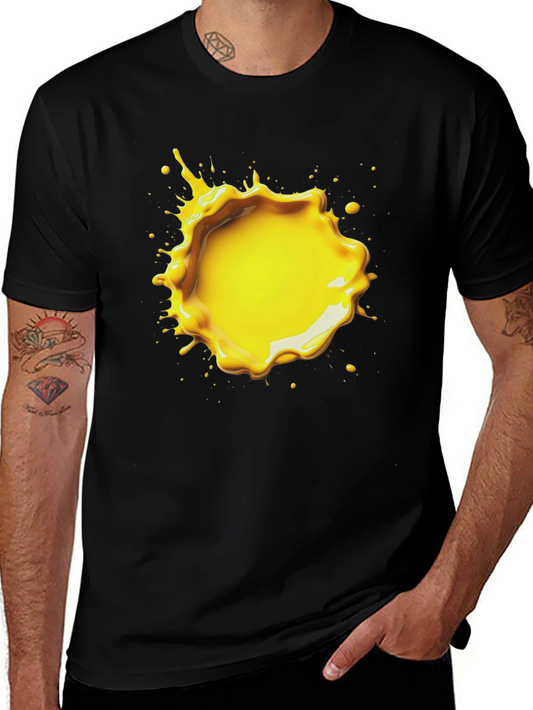 Black T-Shirt with Yellow Splatter Graphic