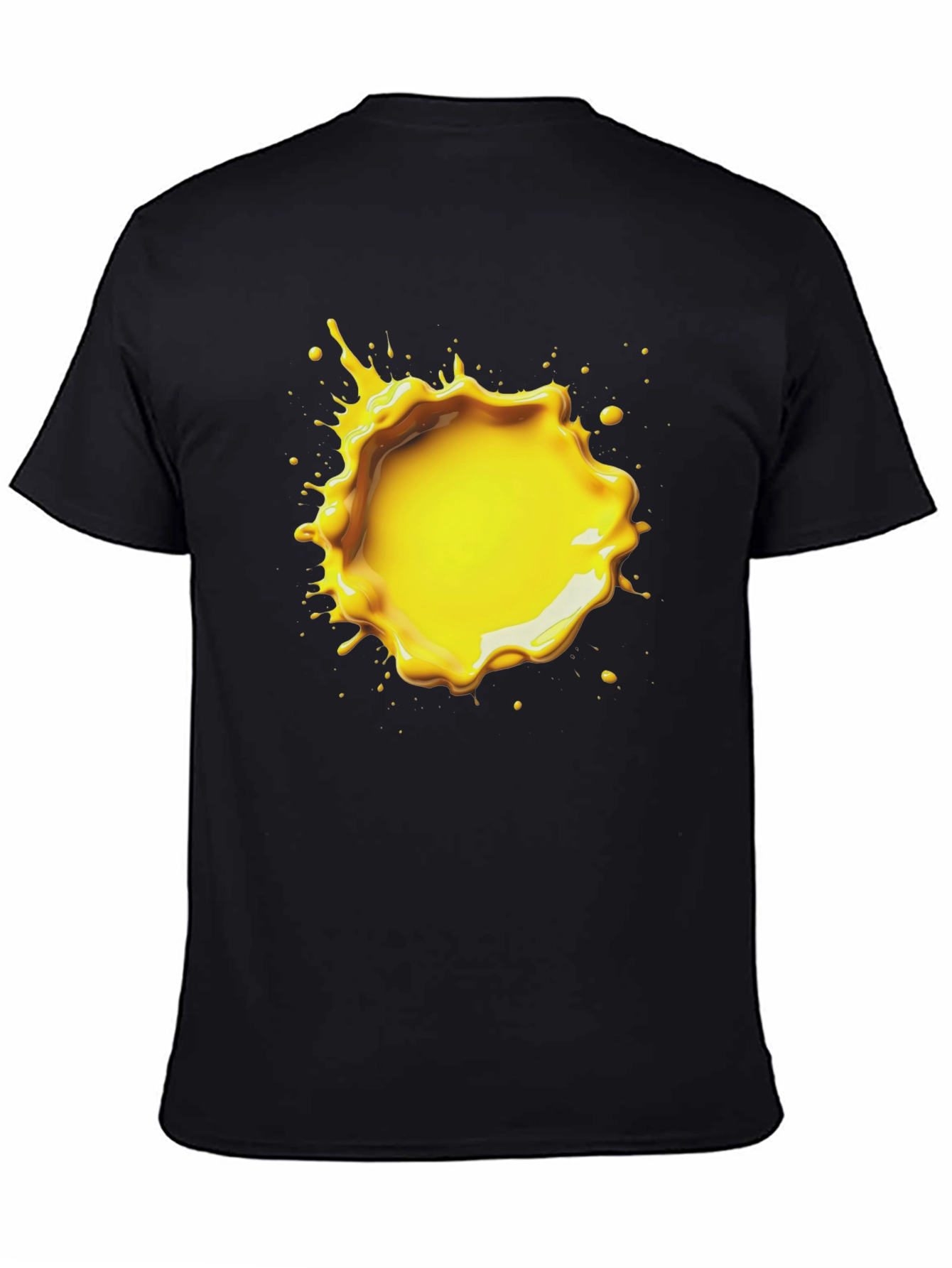 Black T-Shirt with Yellow Splatter Graphic