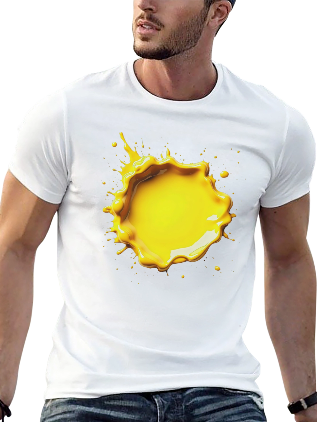 Black T-Shirt with Yellow Splatter Graphic