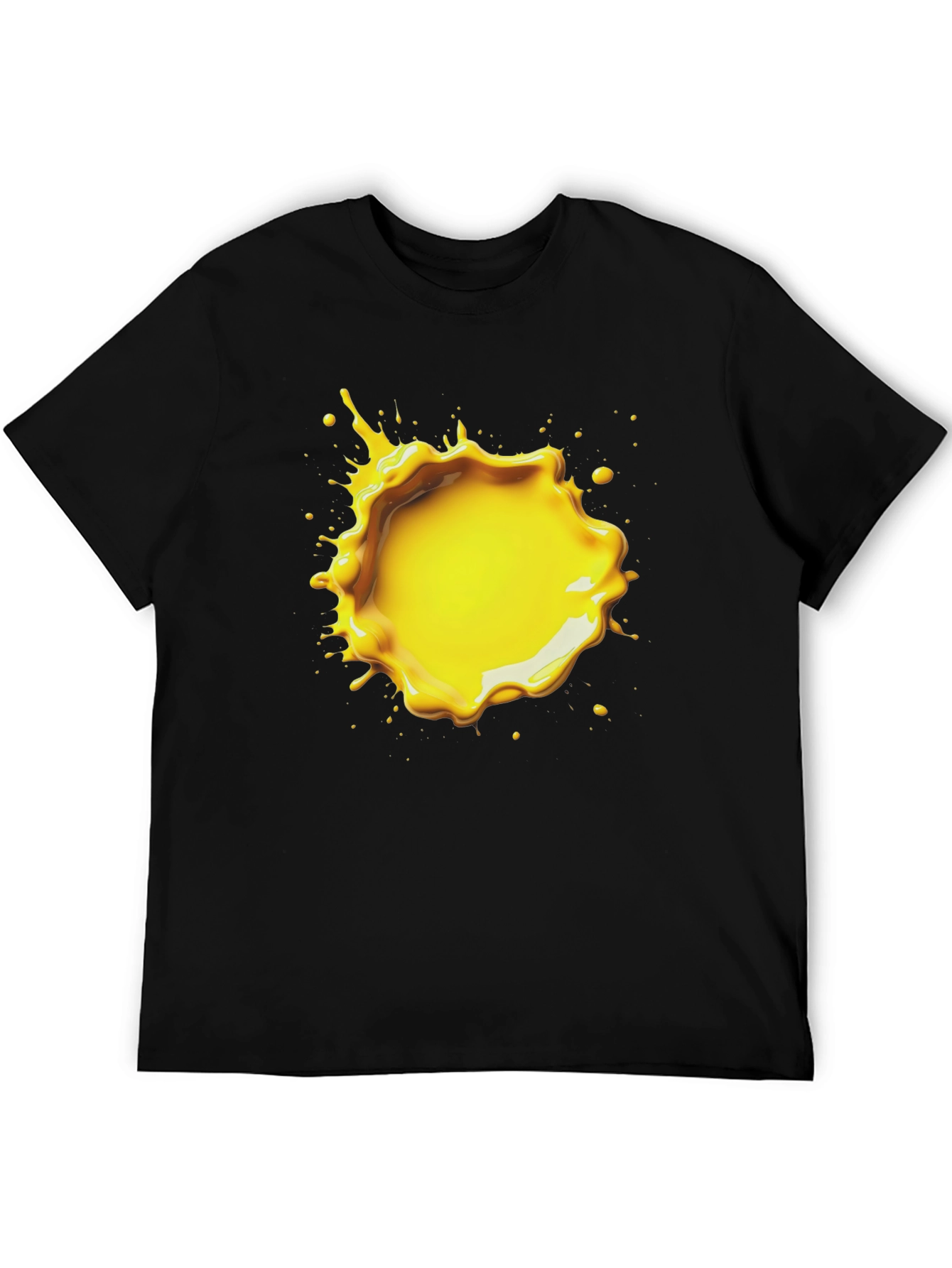 Black T-Shirt with Yellow Splatter Graphic