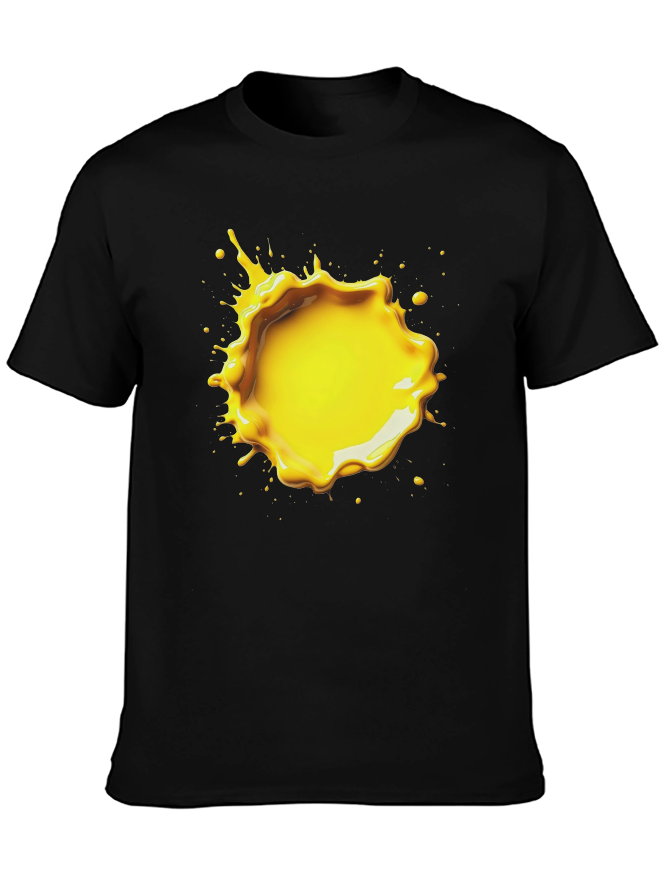 Black T-Shirt with Yellow Splatter Graphic