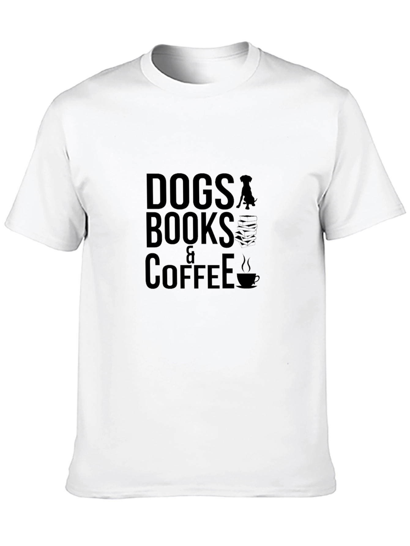 Dogs Books & Coffee Graphic Tee - Black