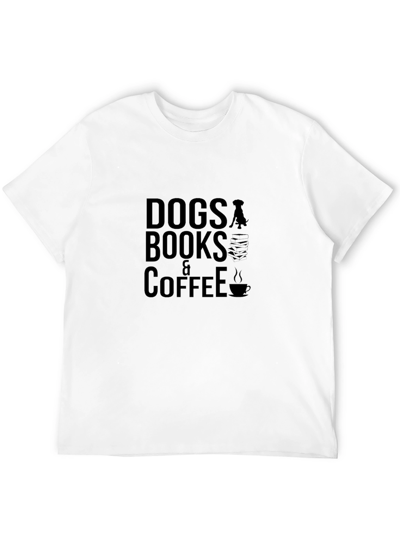 Dogs Books & Coffee Graphic Tee - Black
