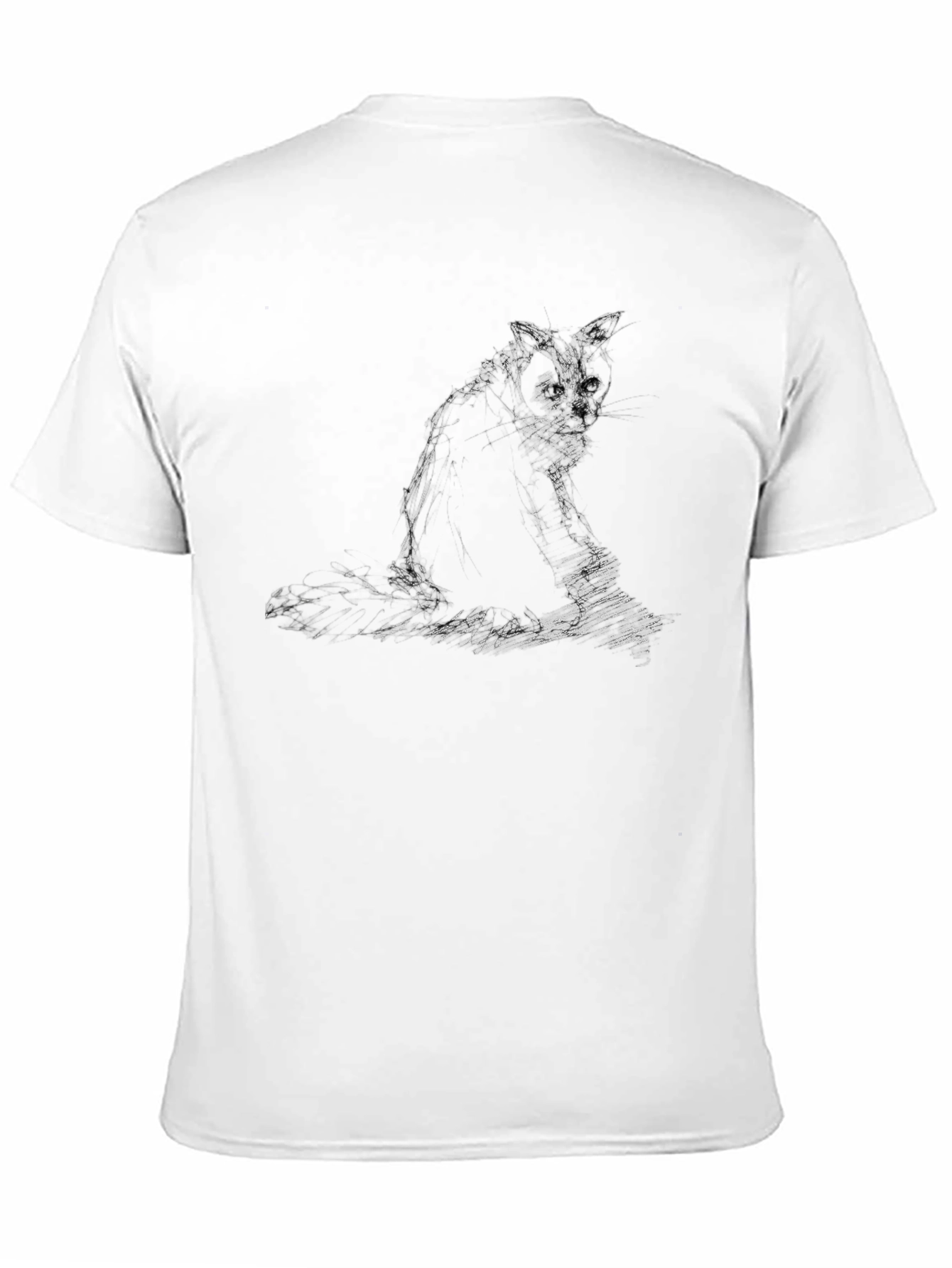 Black T-Shirt with Cat Graphic