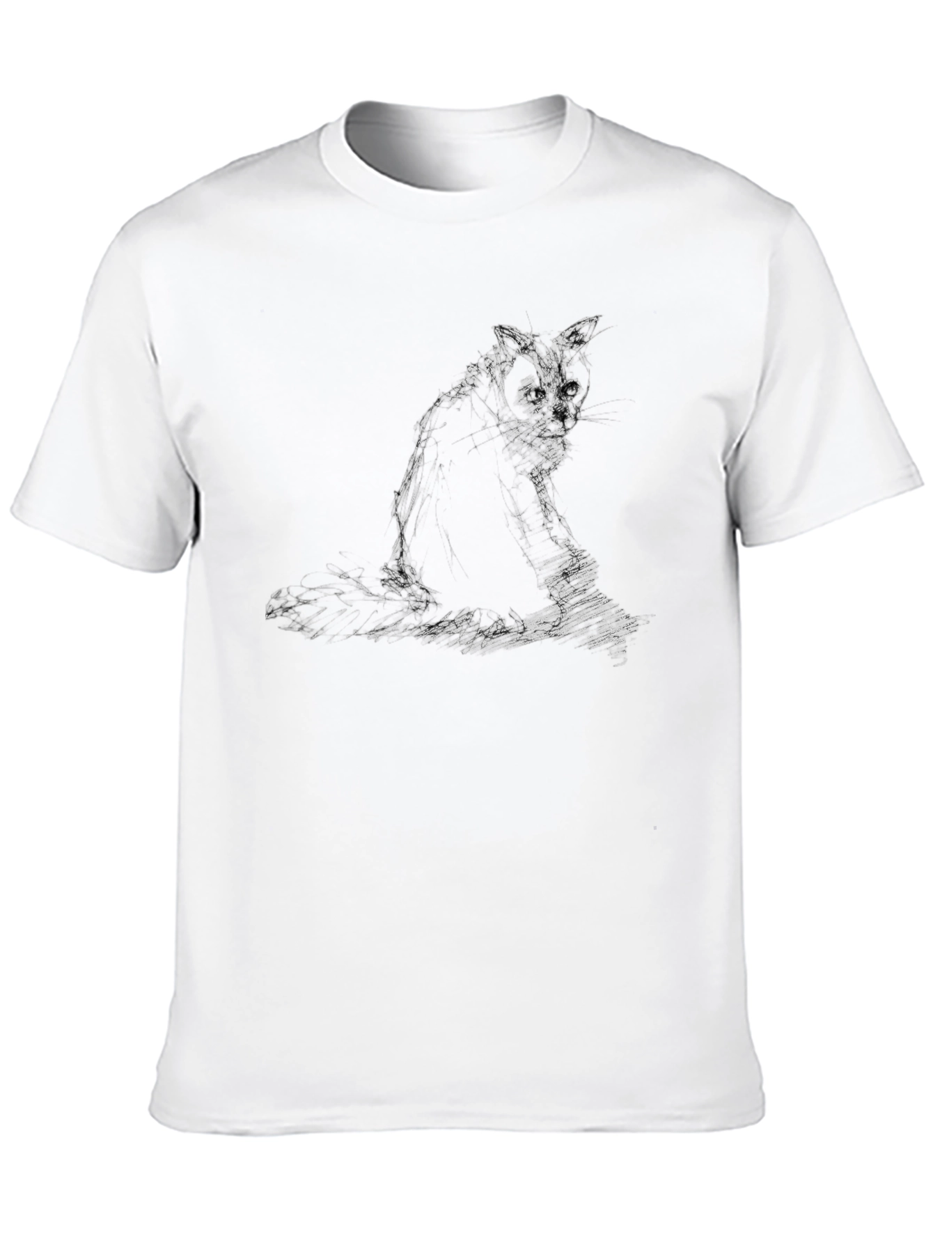 Black T-Shirt with Cat Graphic