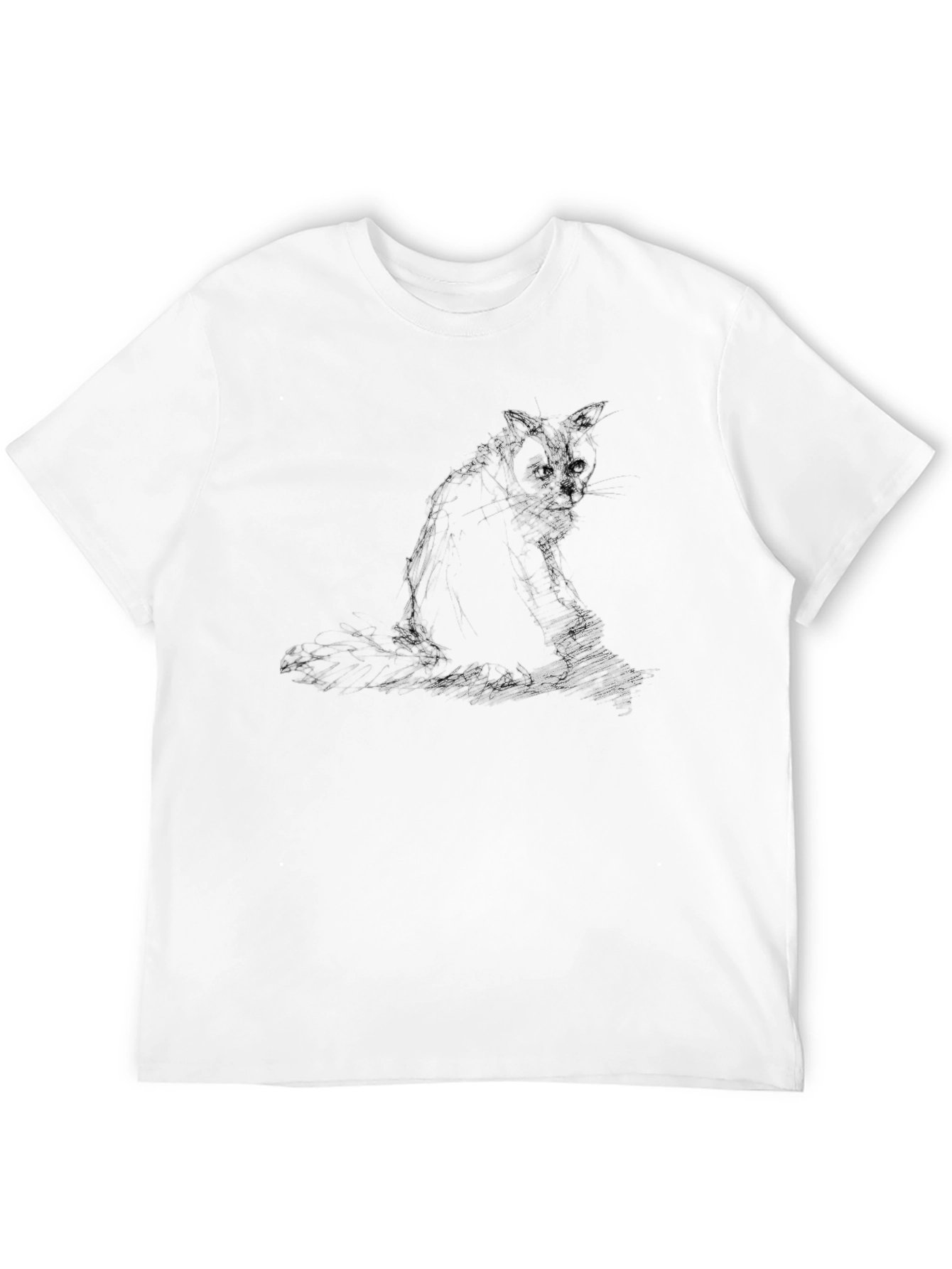 Black T-Shirt with Cat Graphic