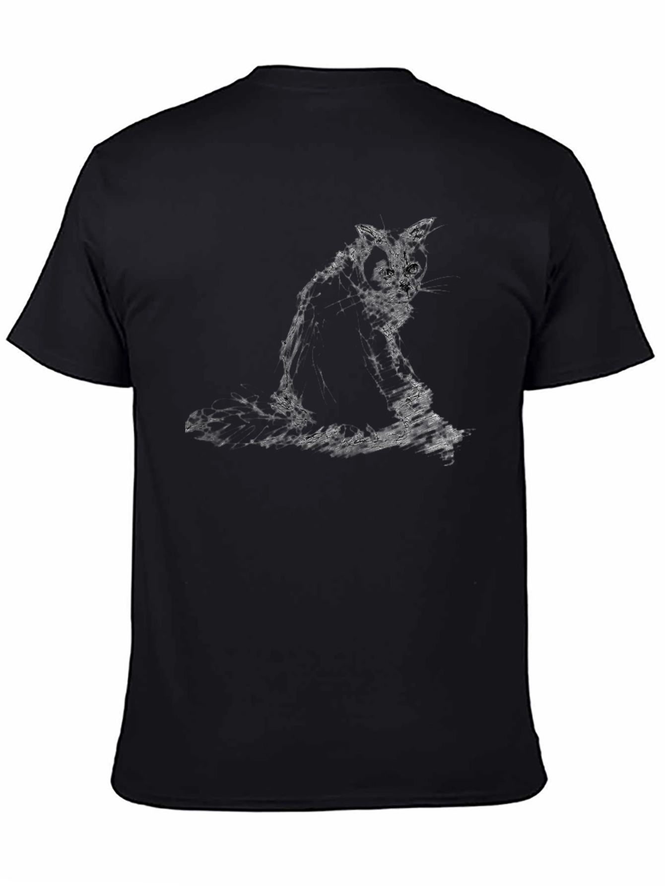 Black T-Shirt with Cat Graphic