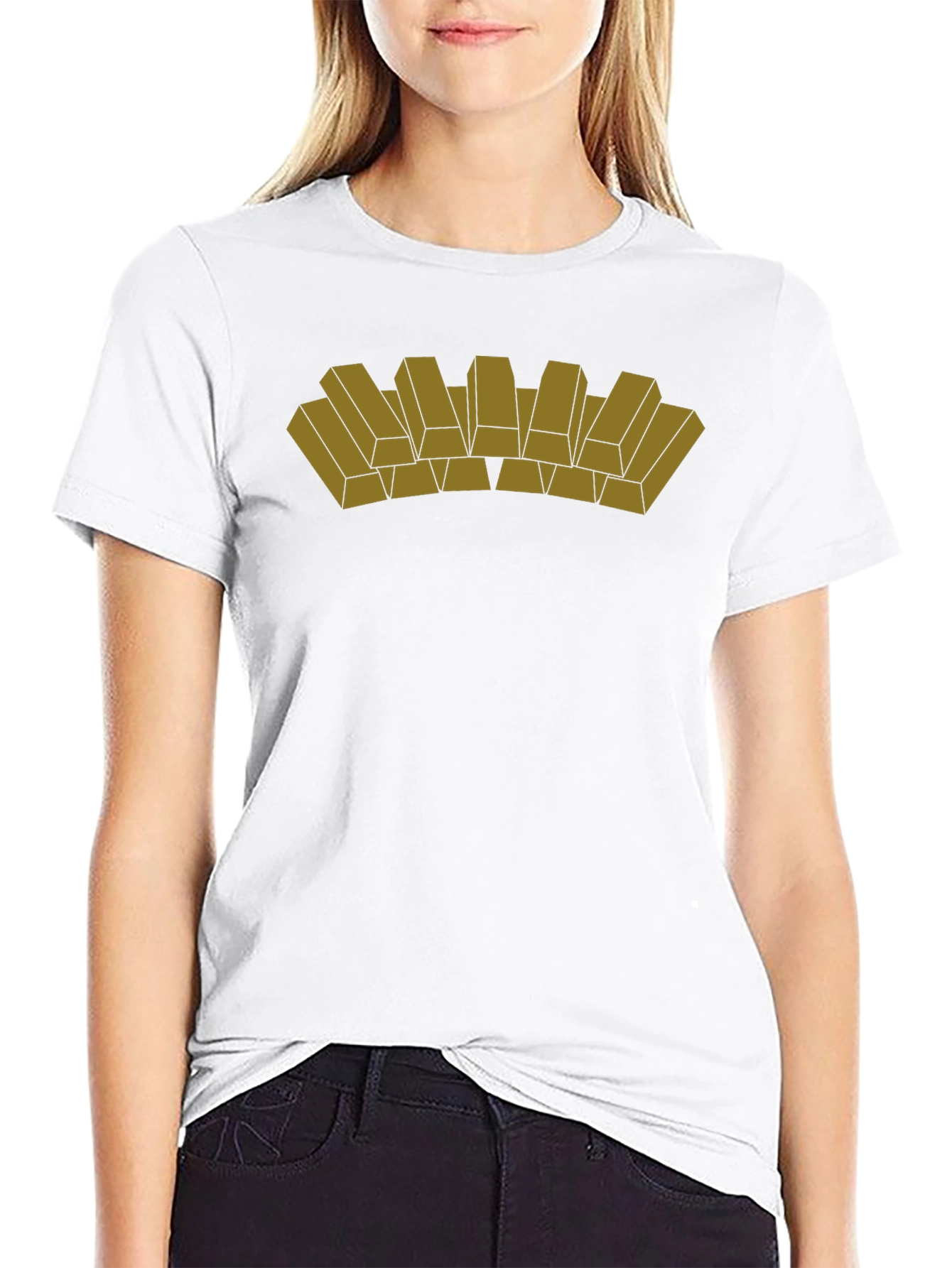 Gold Bar Stack Graphic Tee - Stylish Mens T-Shirt