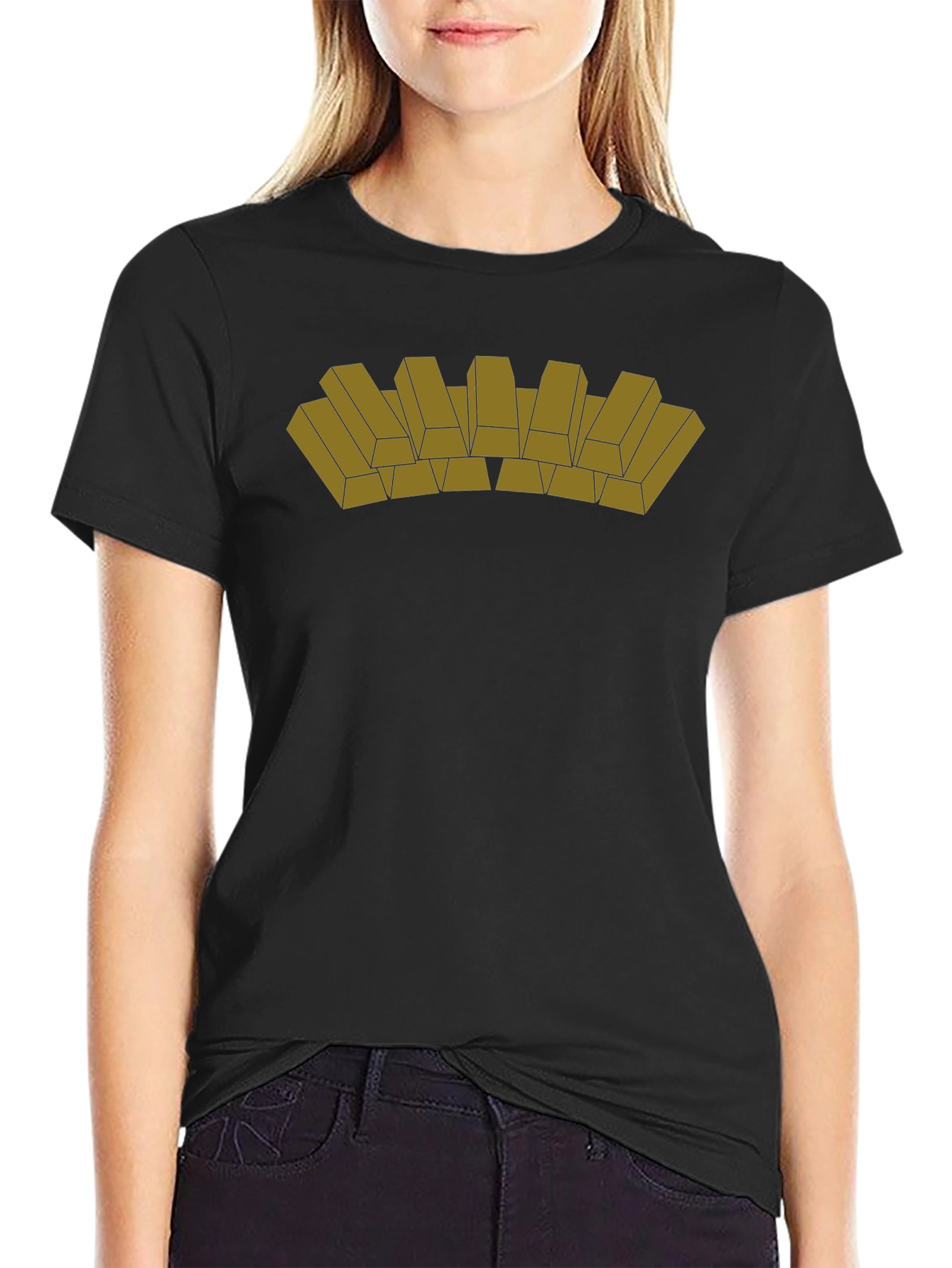 Gold Bar Stack Graphic Tee - Stylish Mens T-Shirt