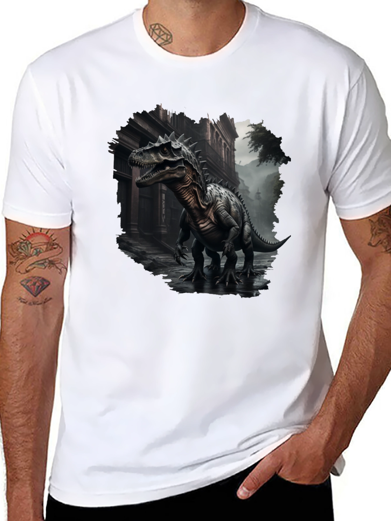 Dinosaur Urban T-Shirt - Black Graphic Tee