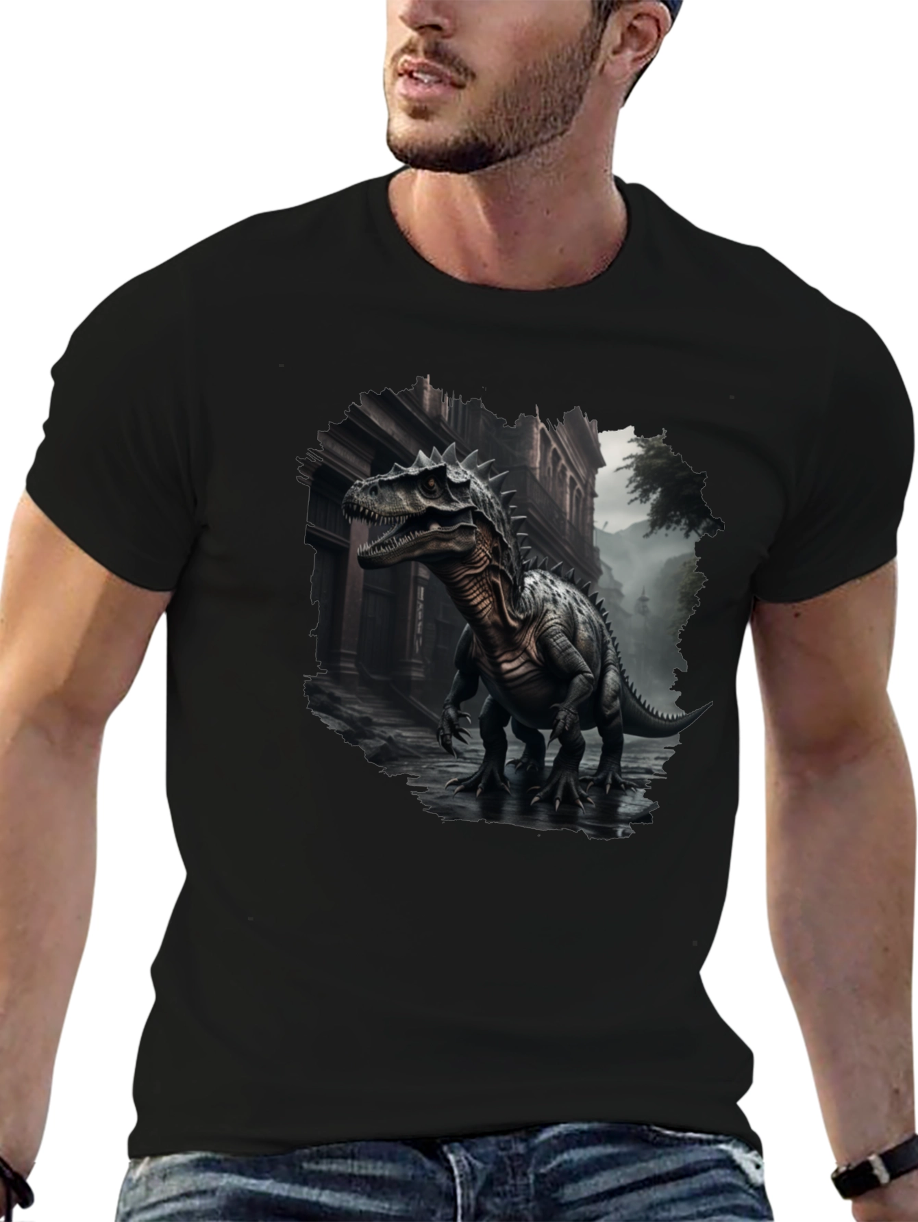 Dinosaur Urban T-Shirt - Black Graphic Tee