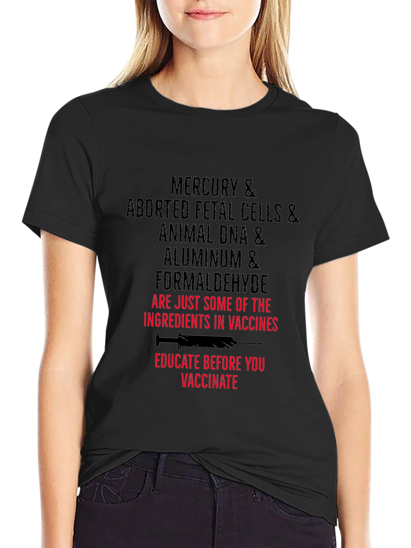 Anti-Vaccine T-Shirt: Mercury Fetal Cells DNA Aluminum