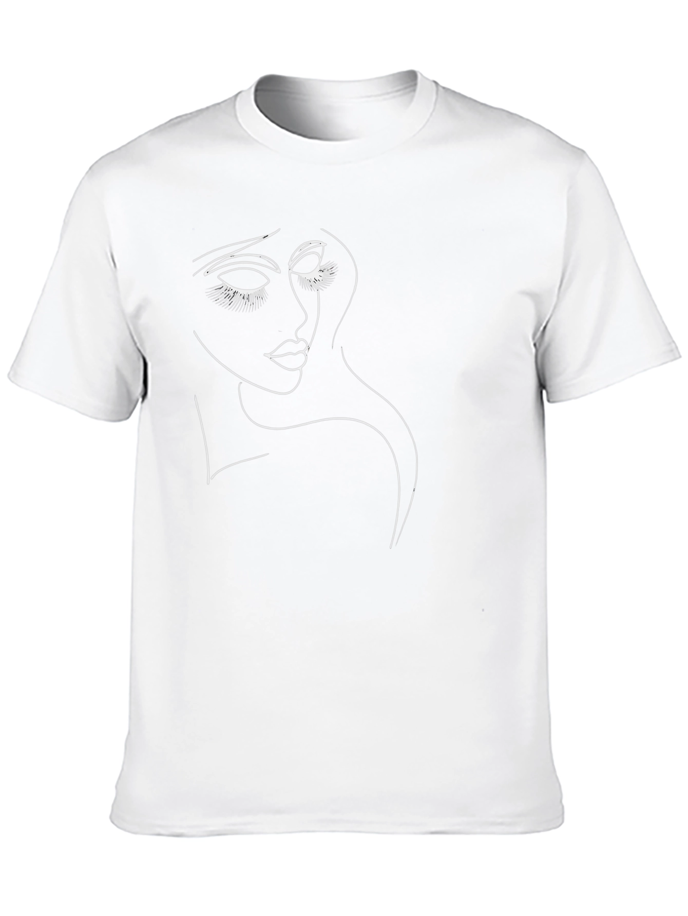 Minimalist Woman Face Graphic Tee - Black