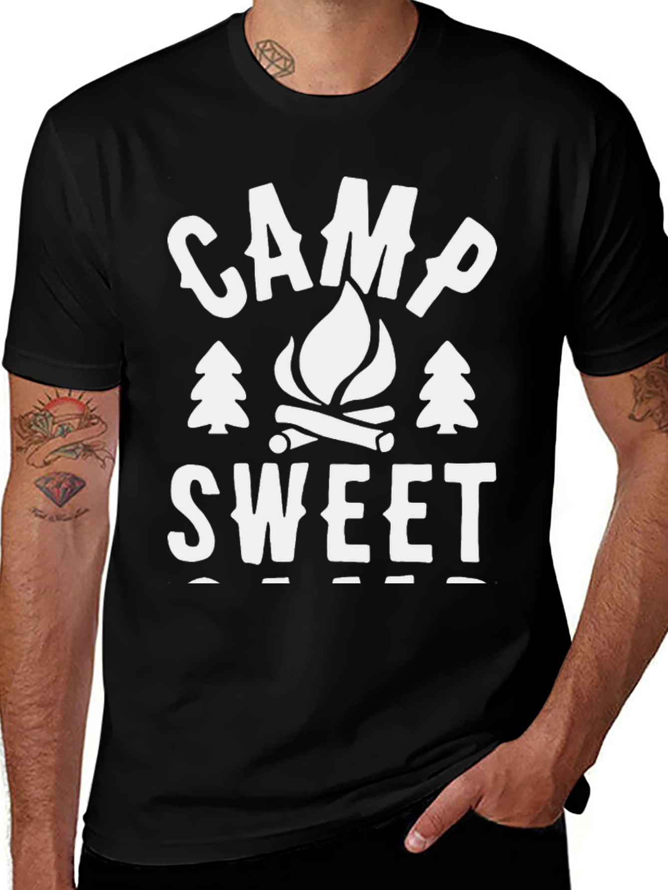 Camp Sweet T-Shirt - Black Camping Graphic Tee
